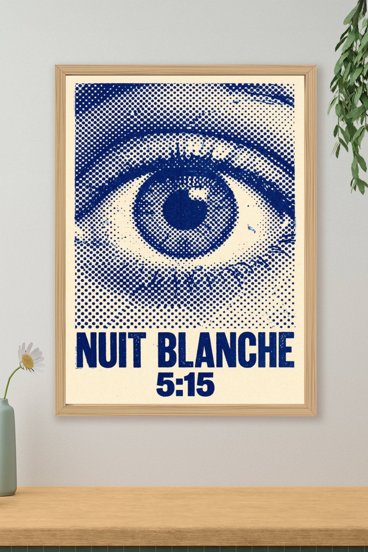 Affiche Nuit Blanche, poster illustration œil bleu
