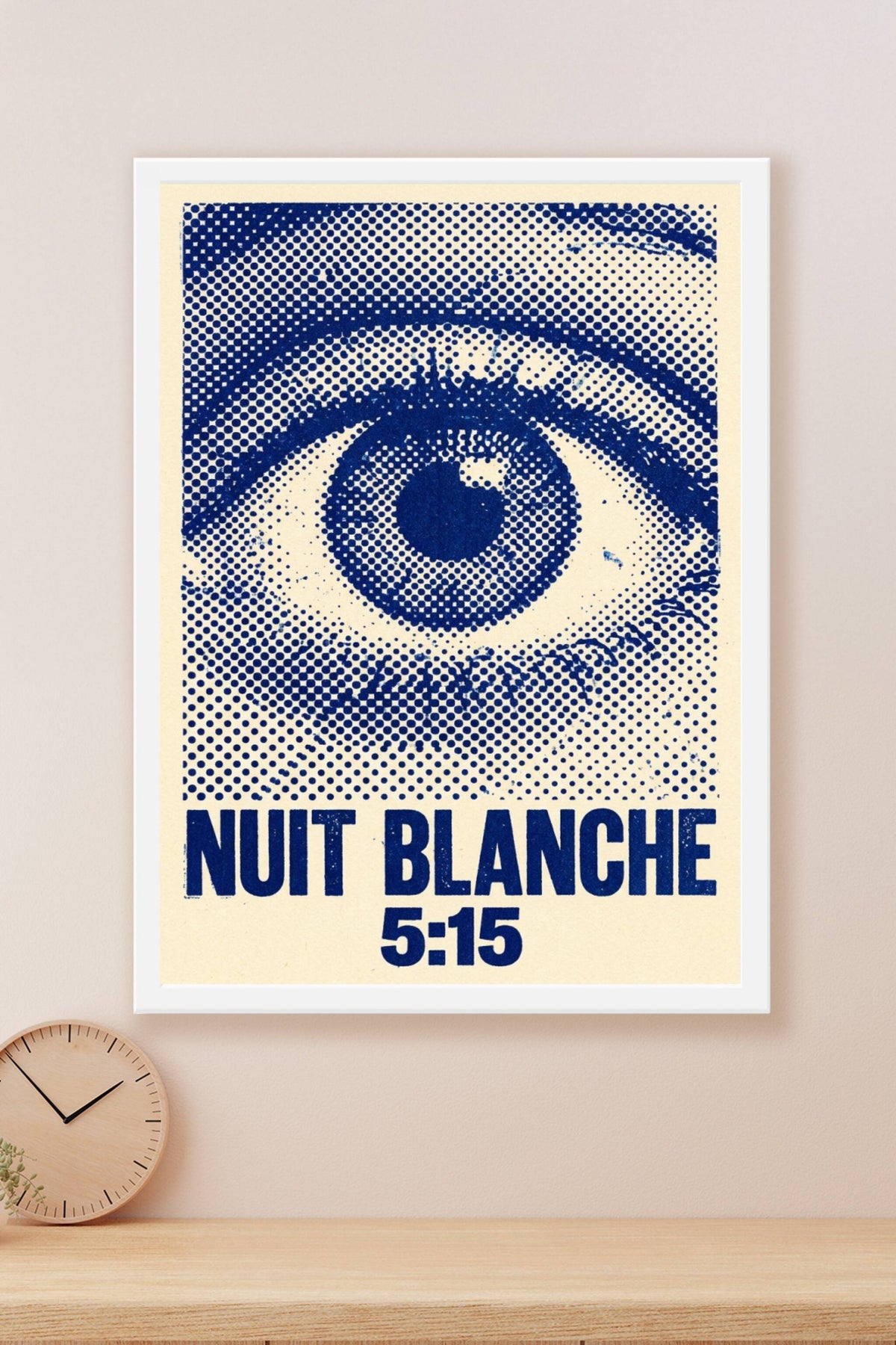Affiche Nuit Blanche, poster illustration œil bleu