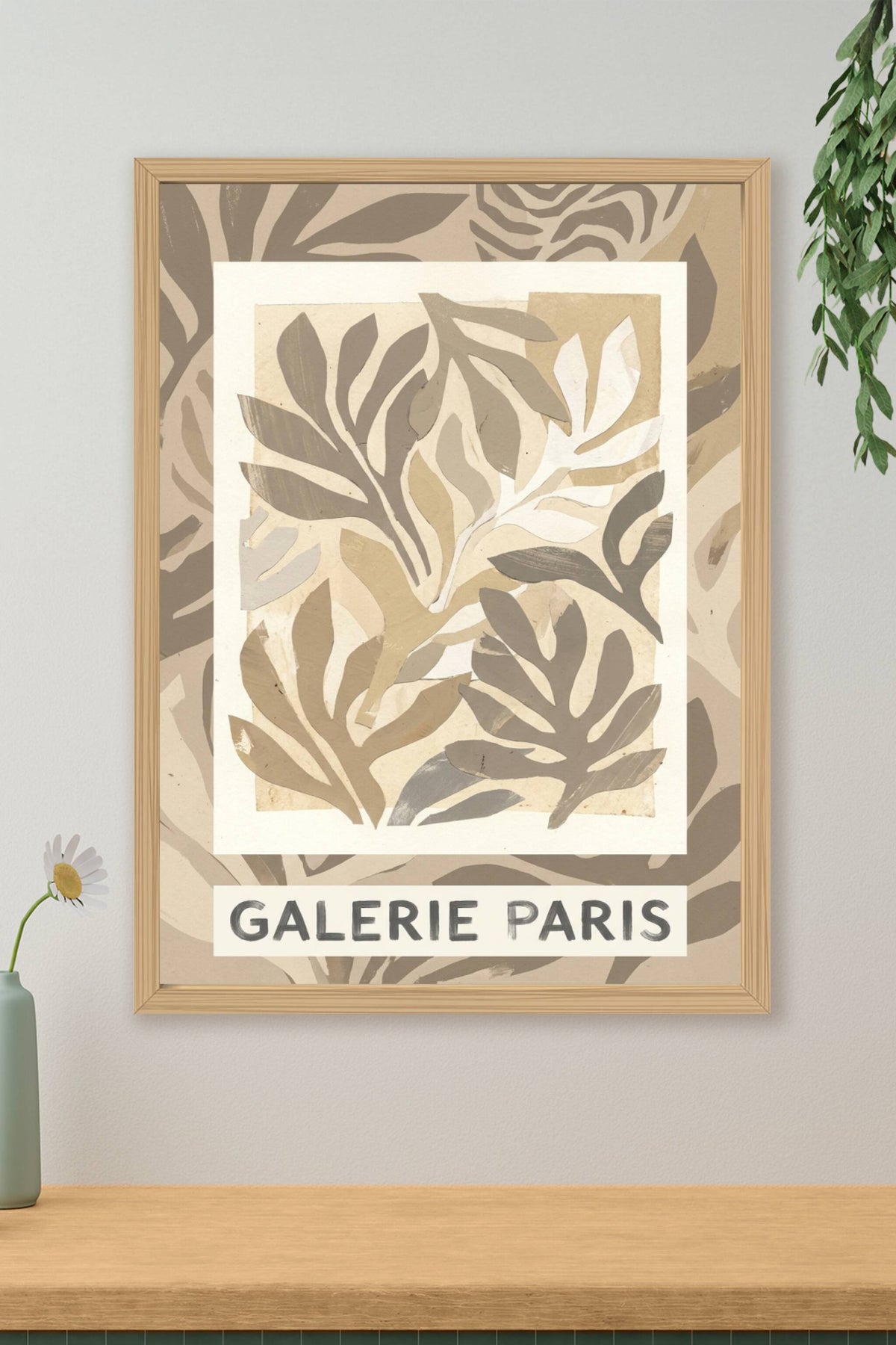 Poster Galerie Paris botanique, affiche minimaliste beige