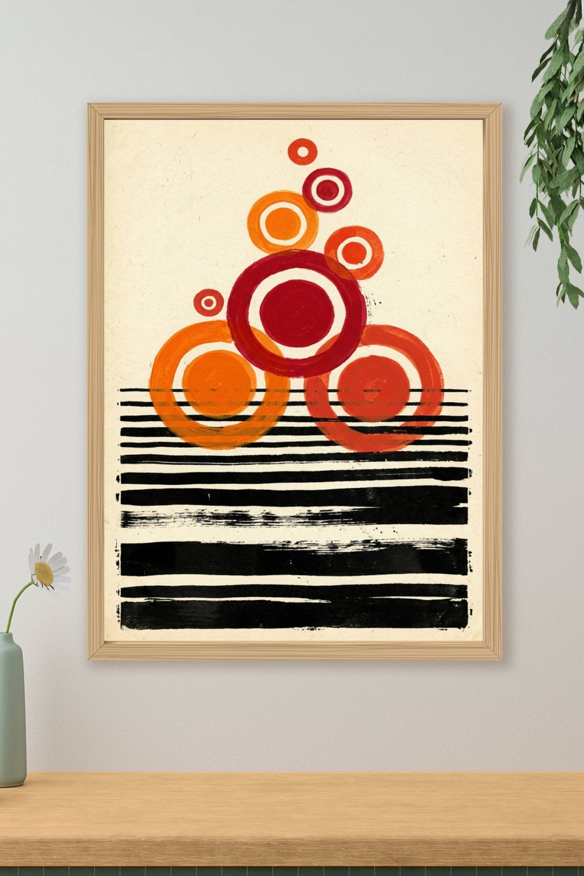 Affiche d'abstraction géométrique, poster cercles rouges