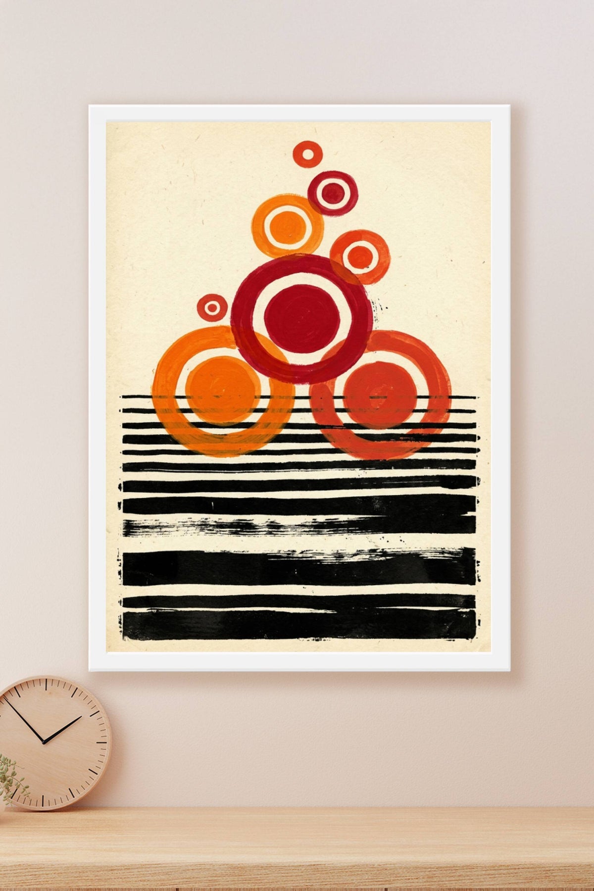 Affiche d'abstraction géométrique, poster cercles rouges