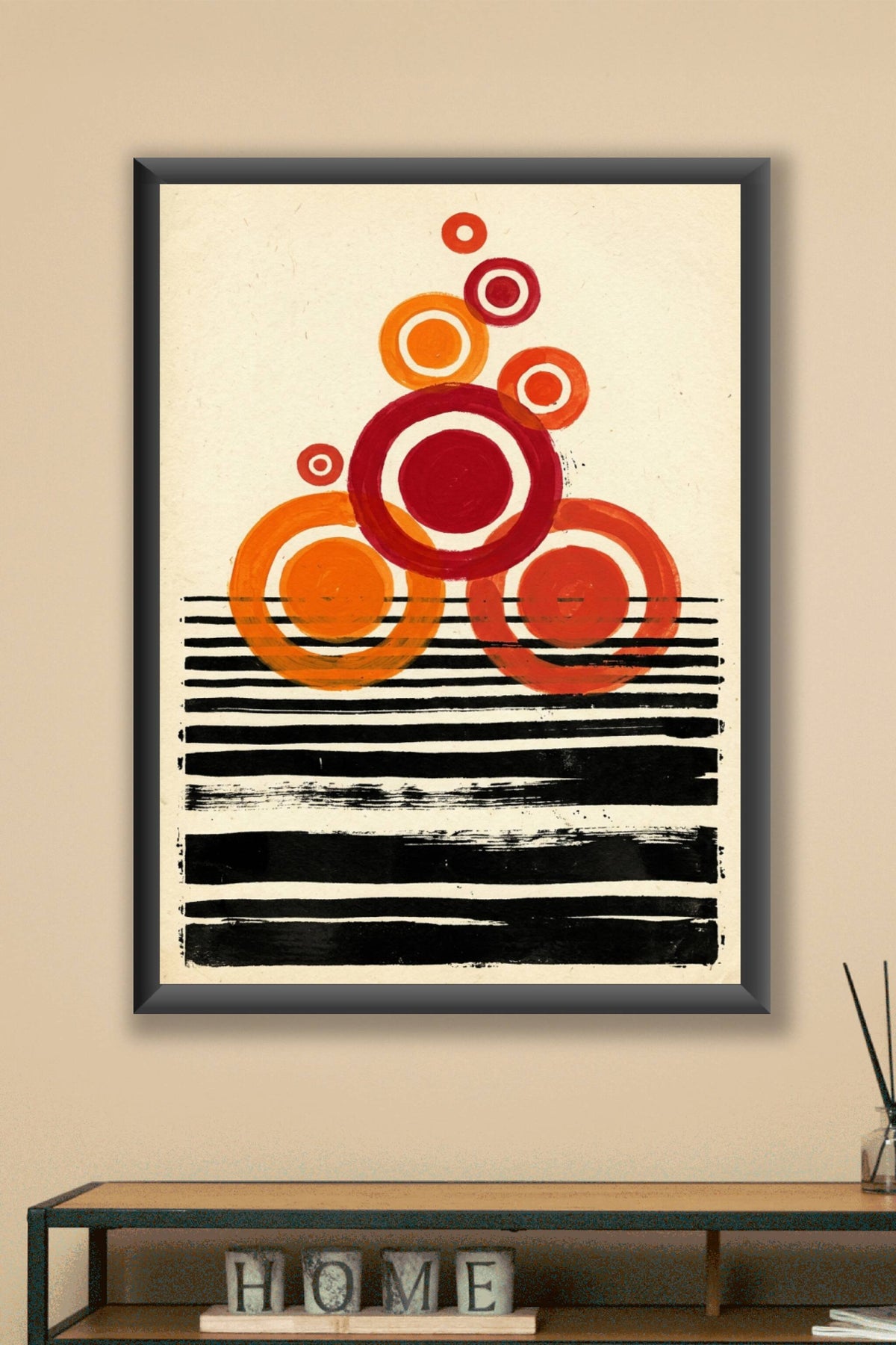 Affiche d'abstraction géométrique, poster cercles rouges