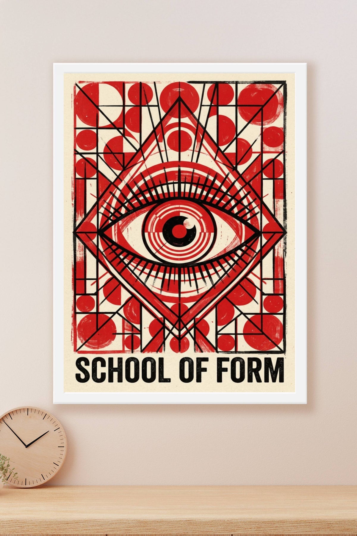 Poster School of Form, affiche œil géométrique rouge