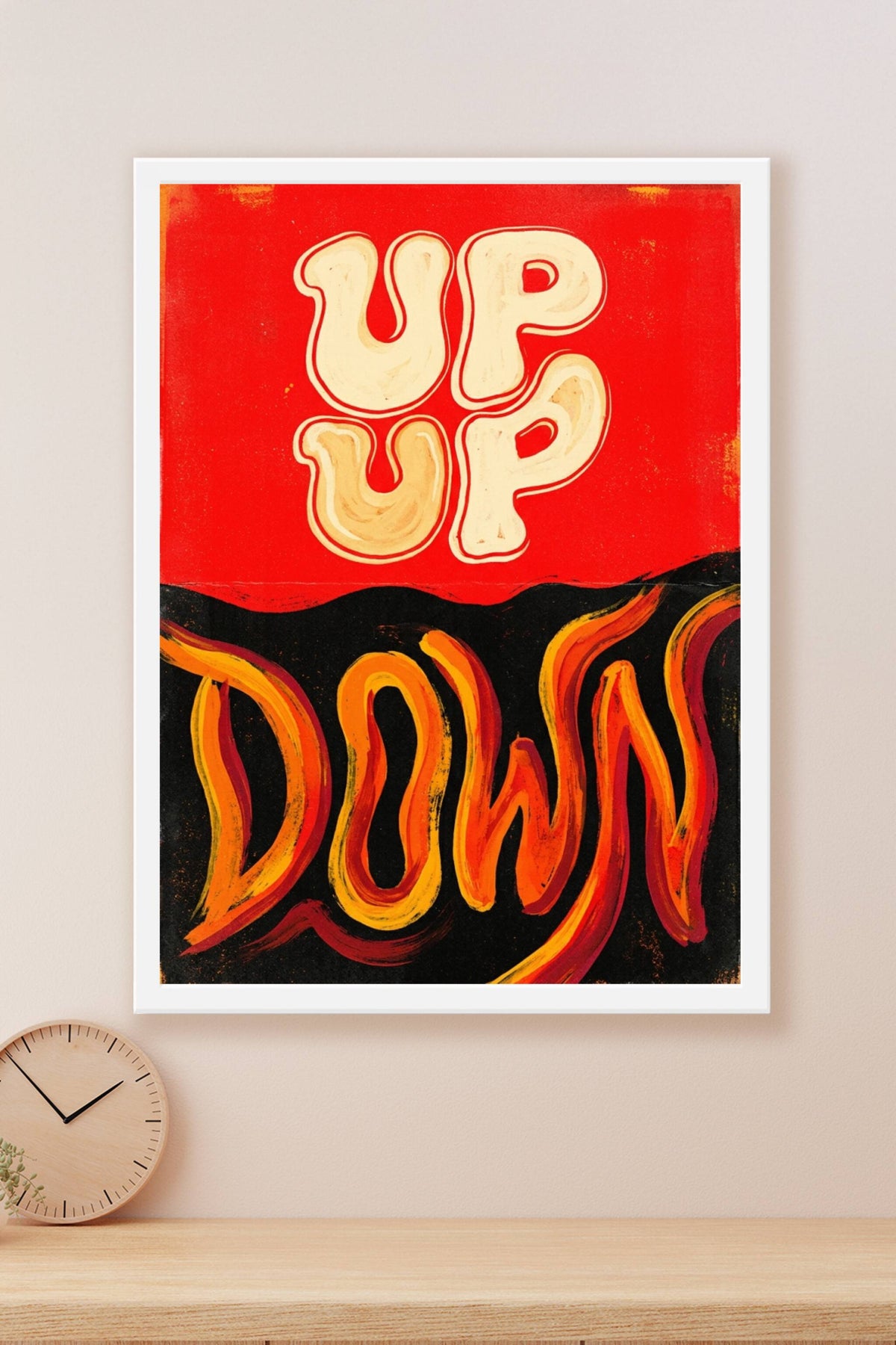 Poster Up Up Down, affiche déco salon lettrage rétro