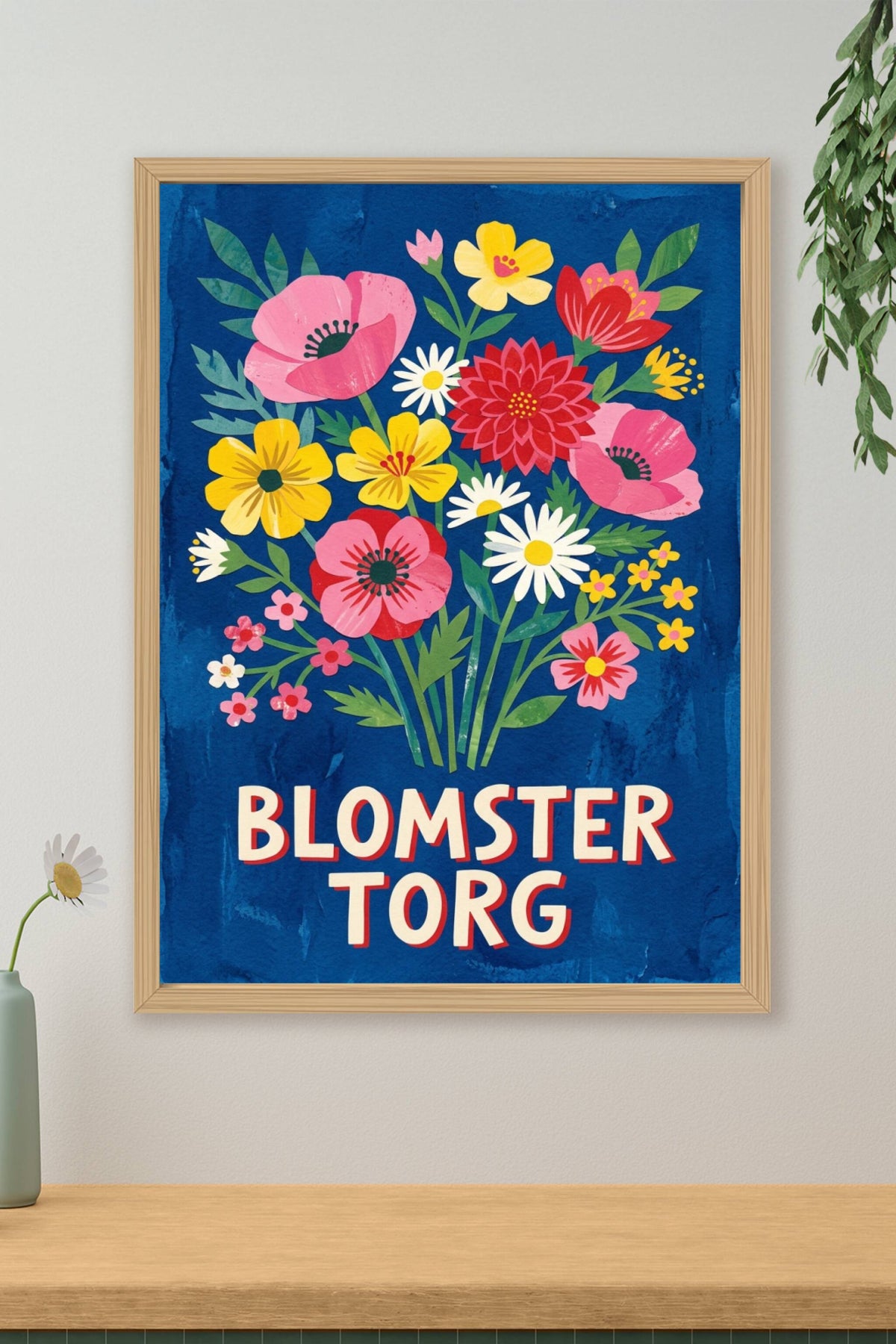 Poster du marché aux fleurs, affiche vintage scandinave