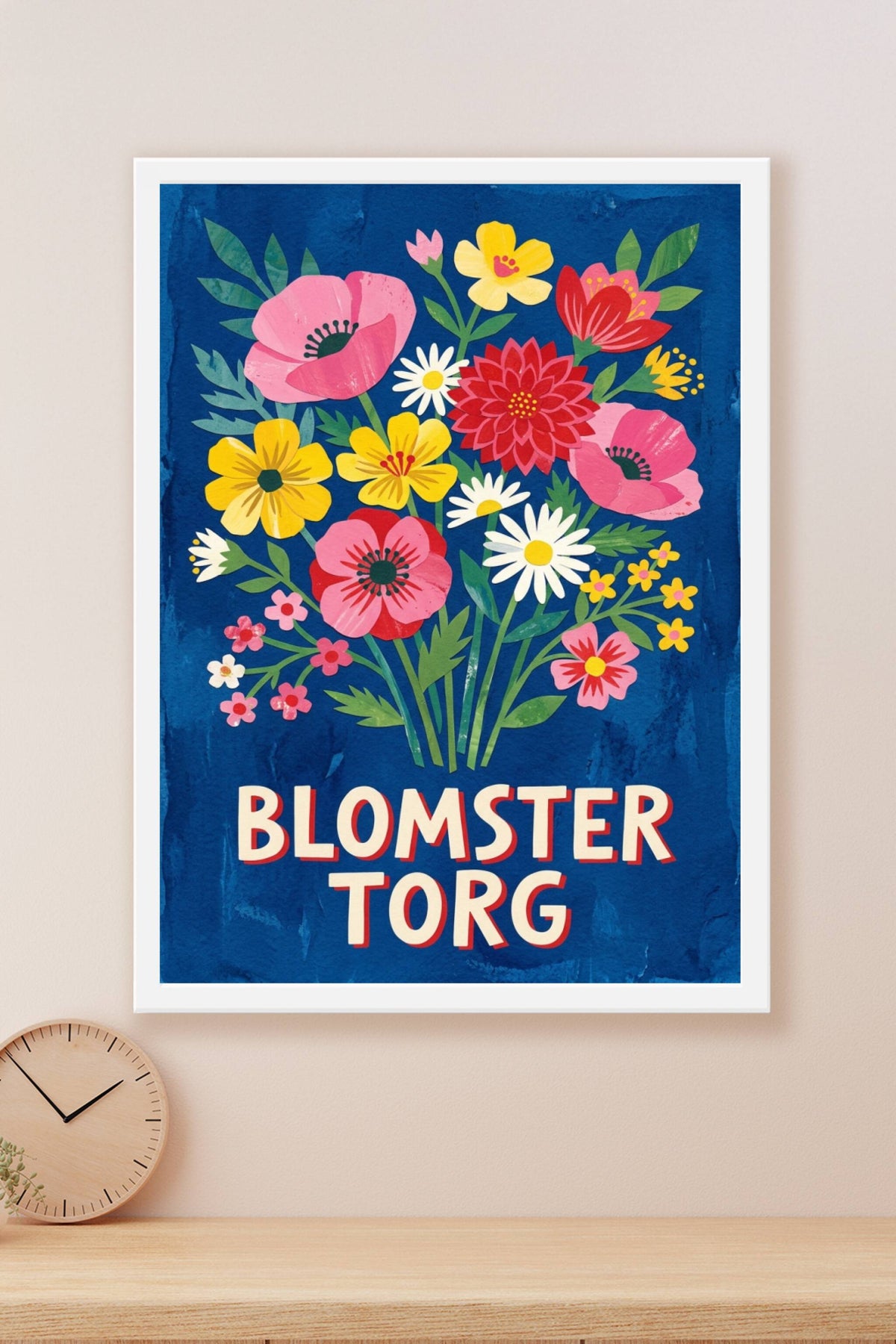 Poster du marché aux fleurs, affiche vintage scandinave