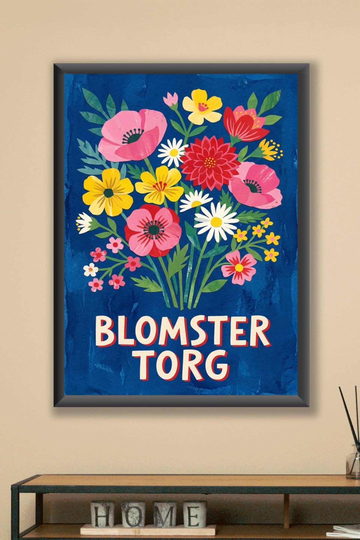 Poster du marché aux fleurs, affiche vintage scandinave