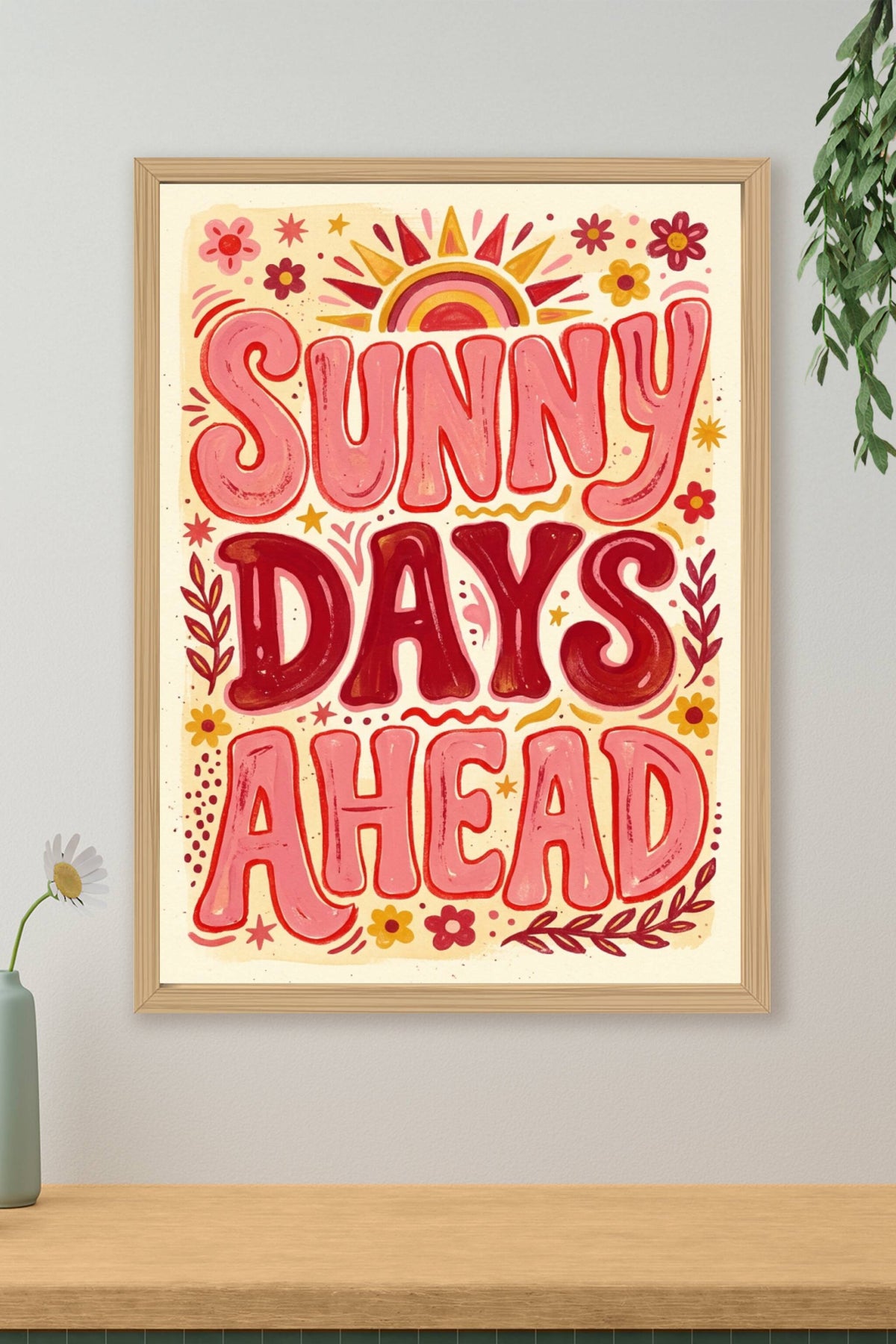Poster Sunny Days Ahead, style rétro vintage années 70