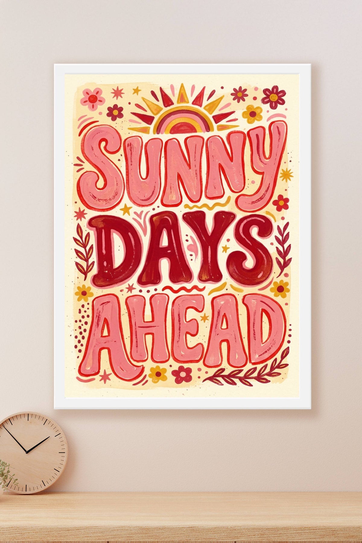 Poster Sunny Days Ahead, style rétro vintage années 70