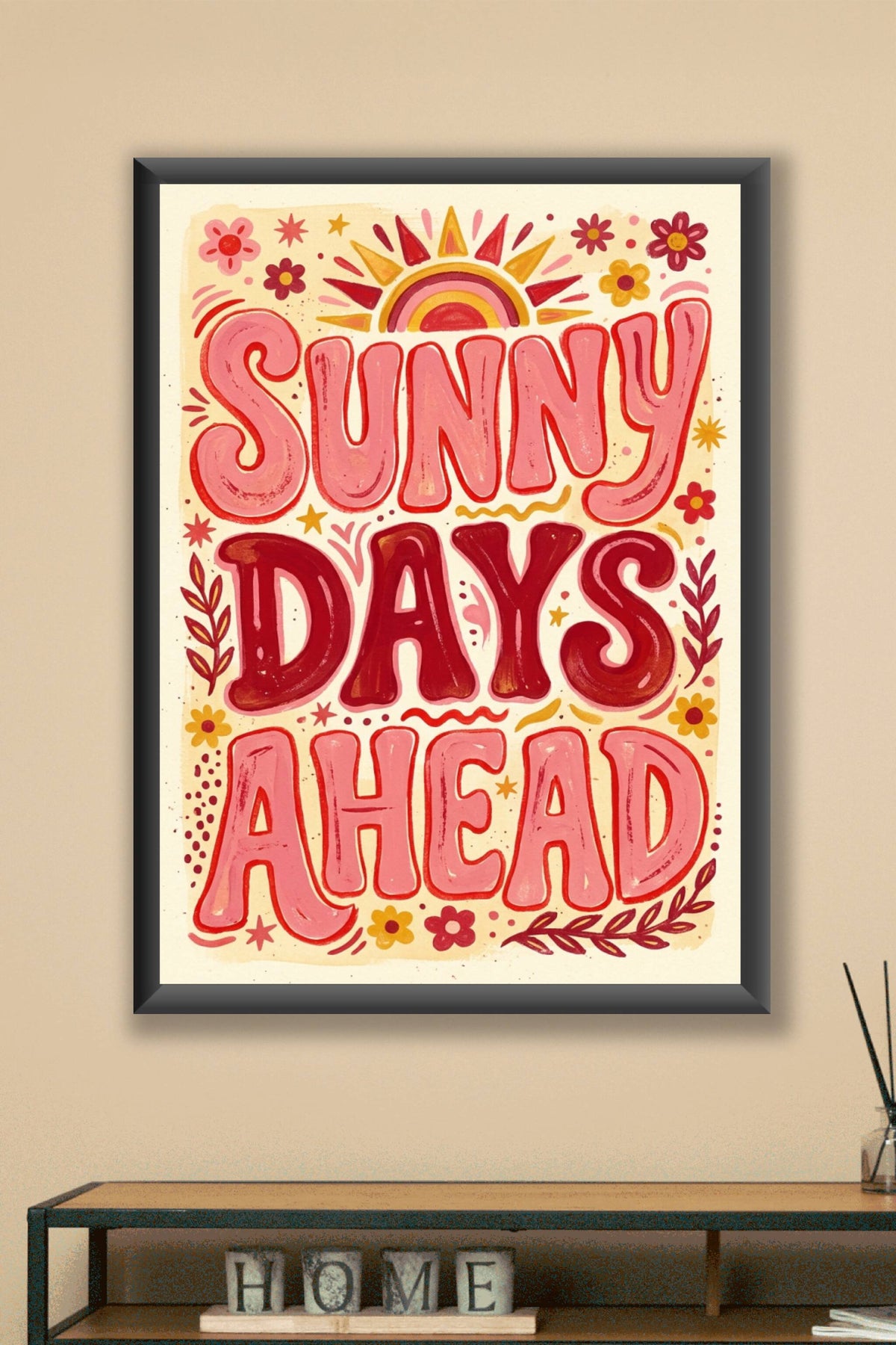 Poster Sunny Days Ahead, style rétro vintage années 70
