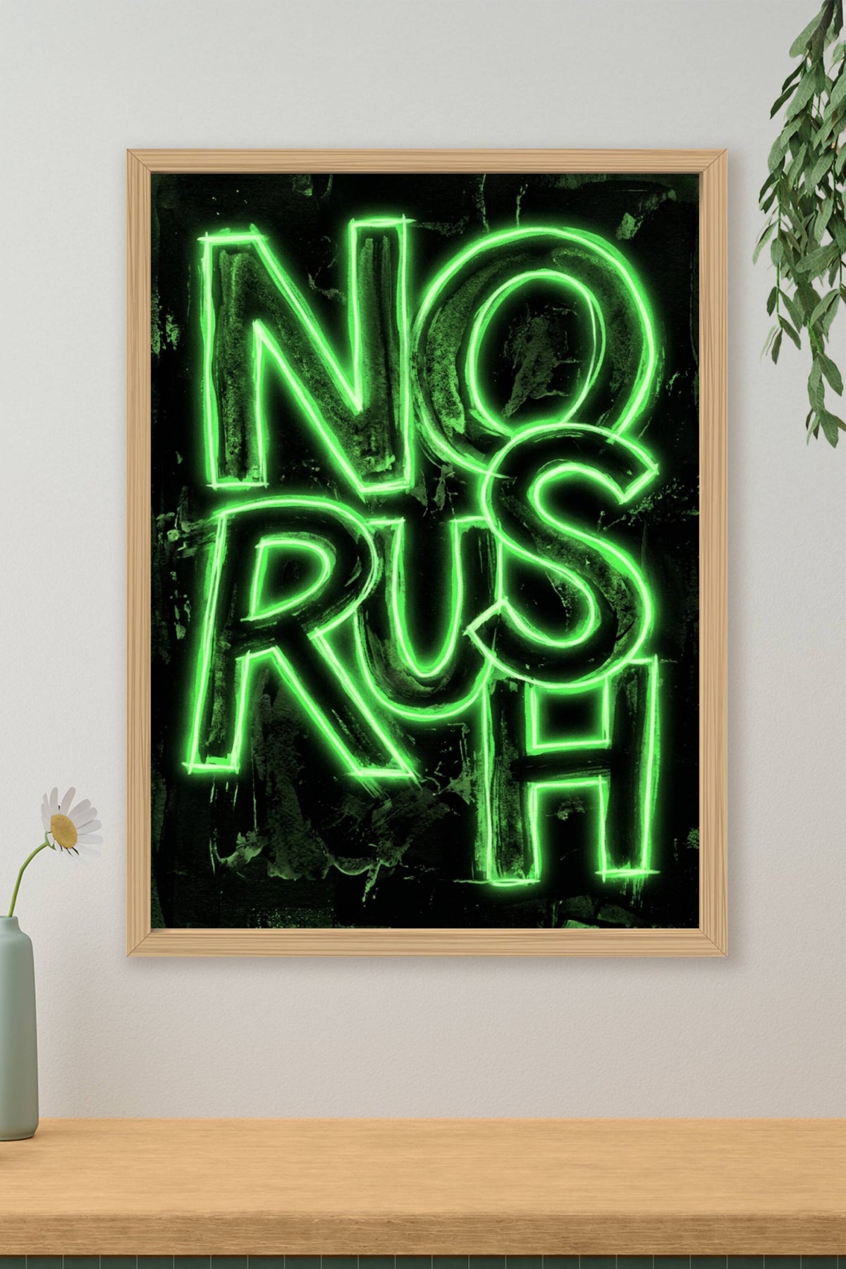 Poster No Rush néon, affiche déco urbaine et moderne
