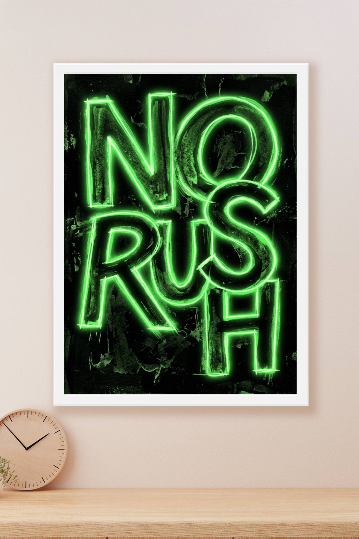 Poster No Rush néon, affiche déco urbaine et moderne