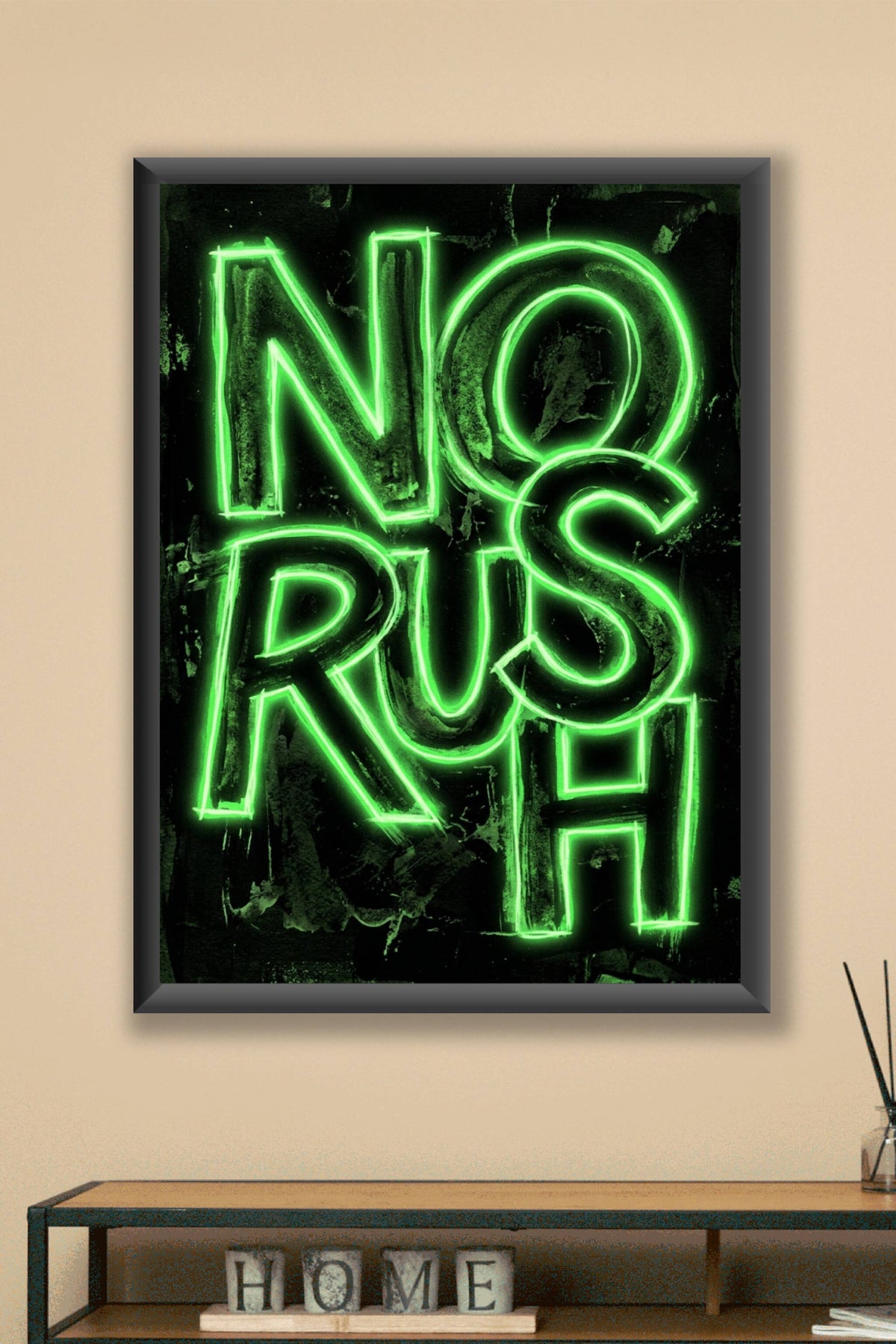 Poster No Rush néon, affiche déco urbaine et moderne
