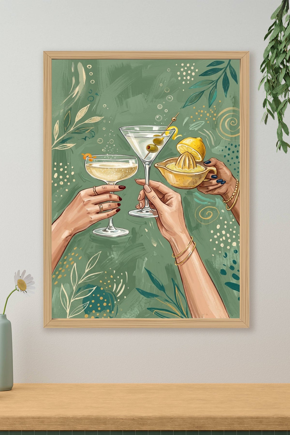 Poster de Cocktails, affiche décoration botanique