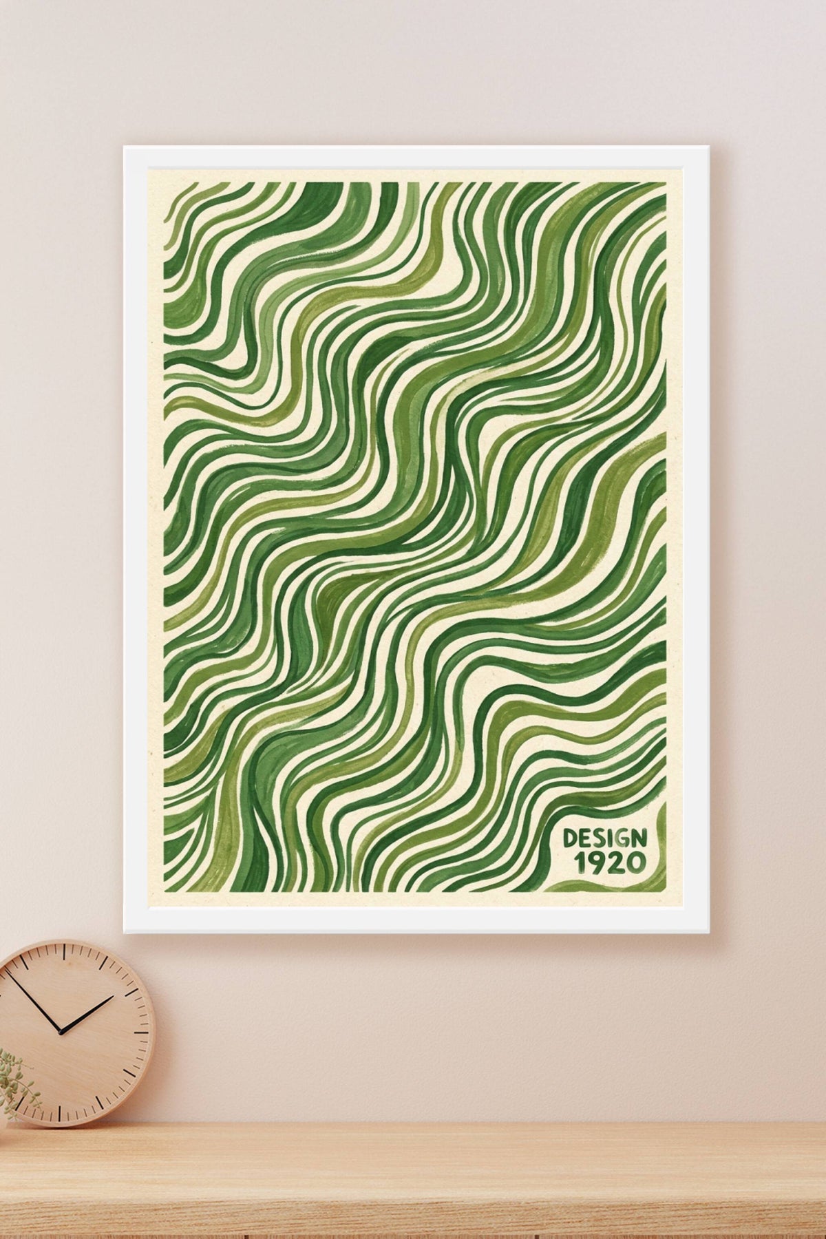Poster du Design 1920, affiche vagues vertes vintage