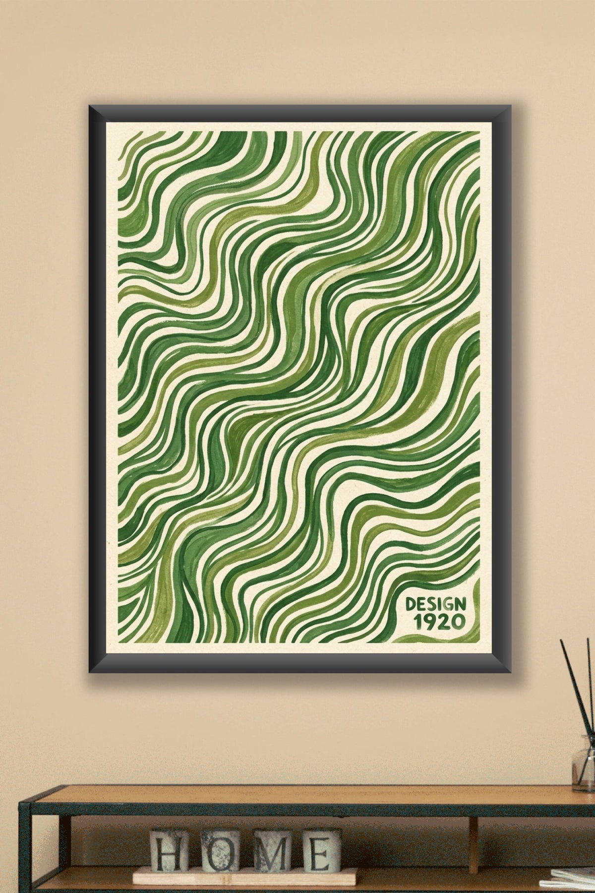 Poster du Design 1920, affiche vagues vertes vintage