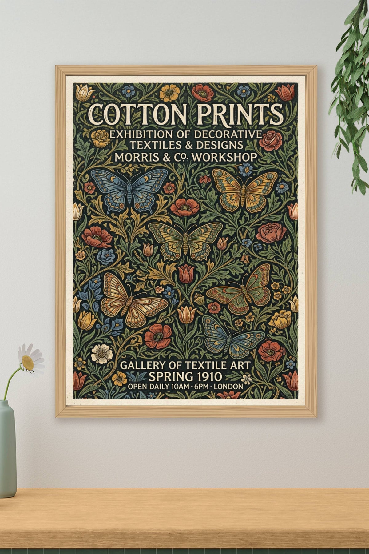 Affiche de Morris & Co, poster papillons style vintage