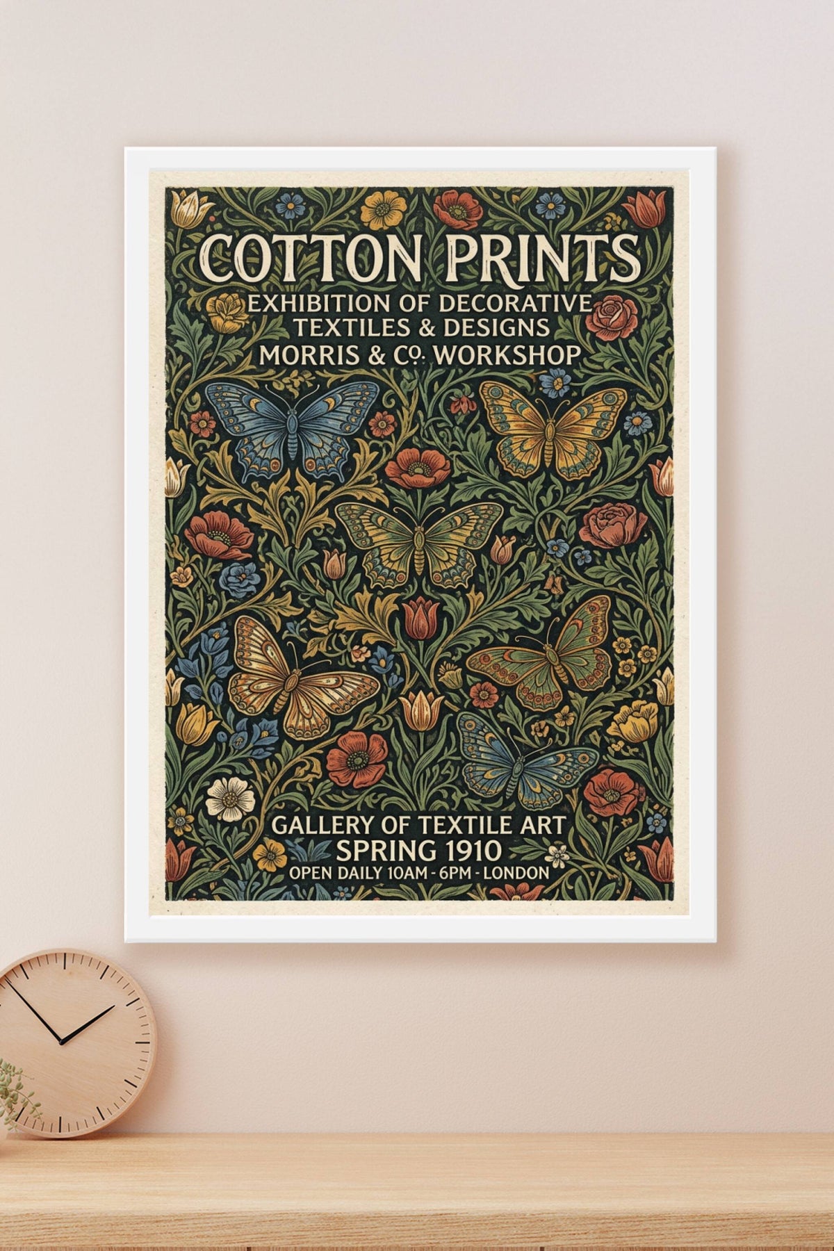 Affiche de Morris & Co, poster papillons style vintage
