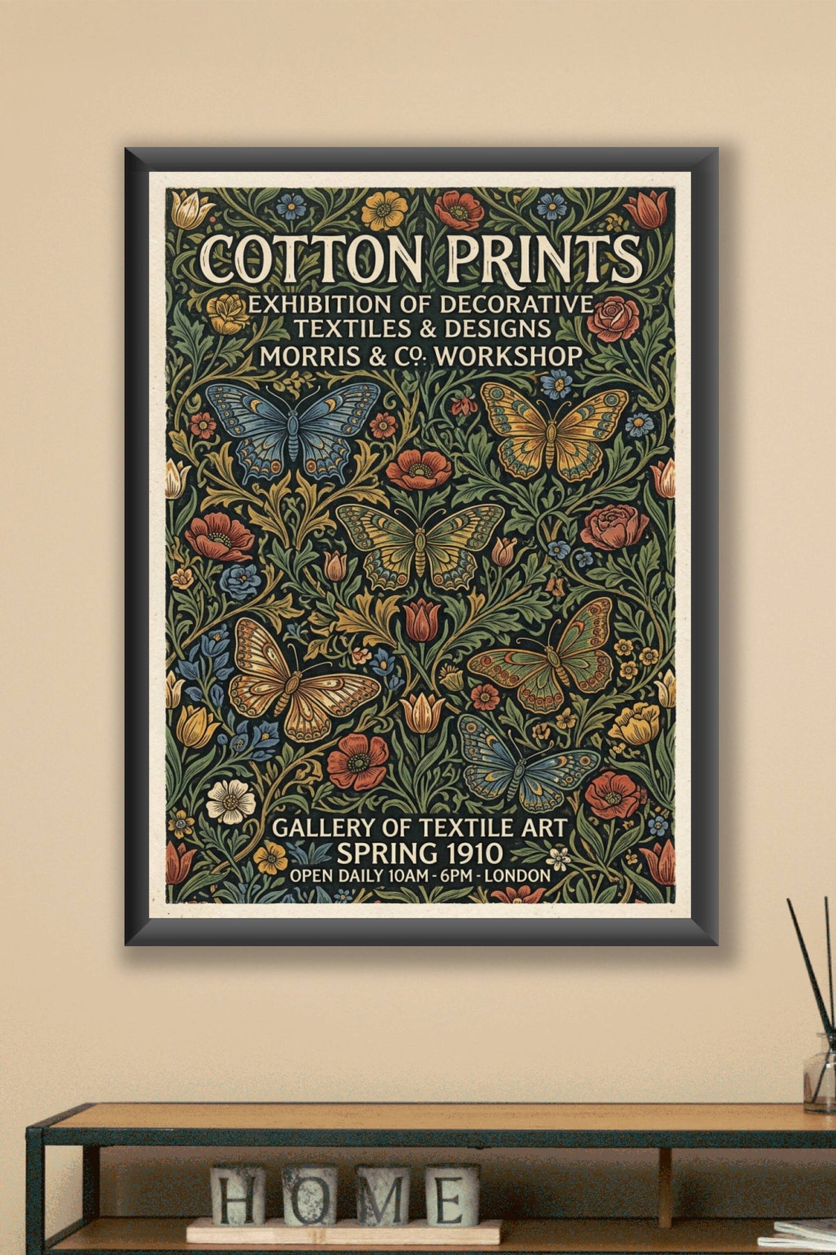 Affiche de Morris & Co, poster papillons style vintage