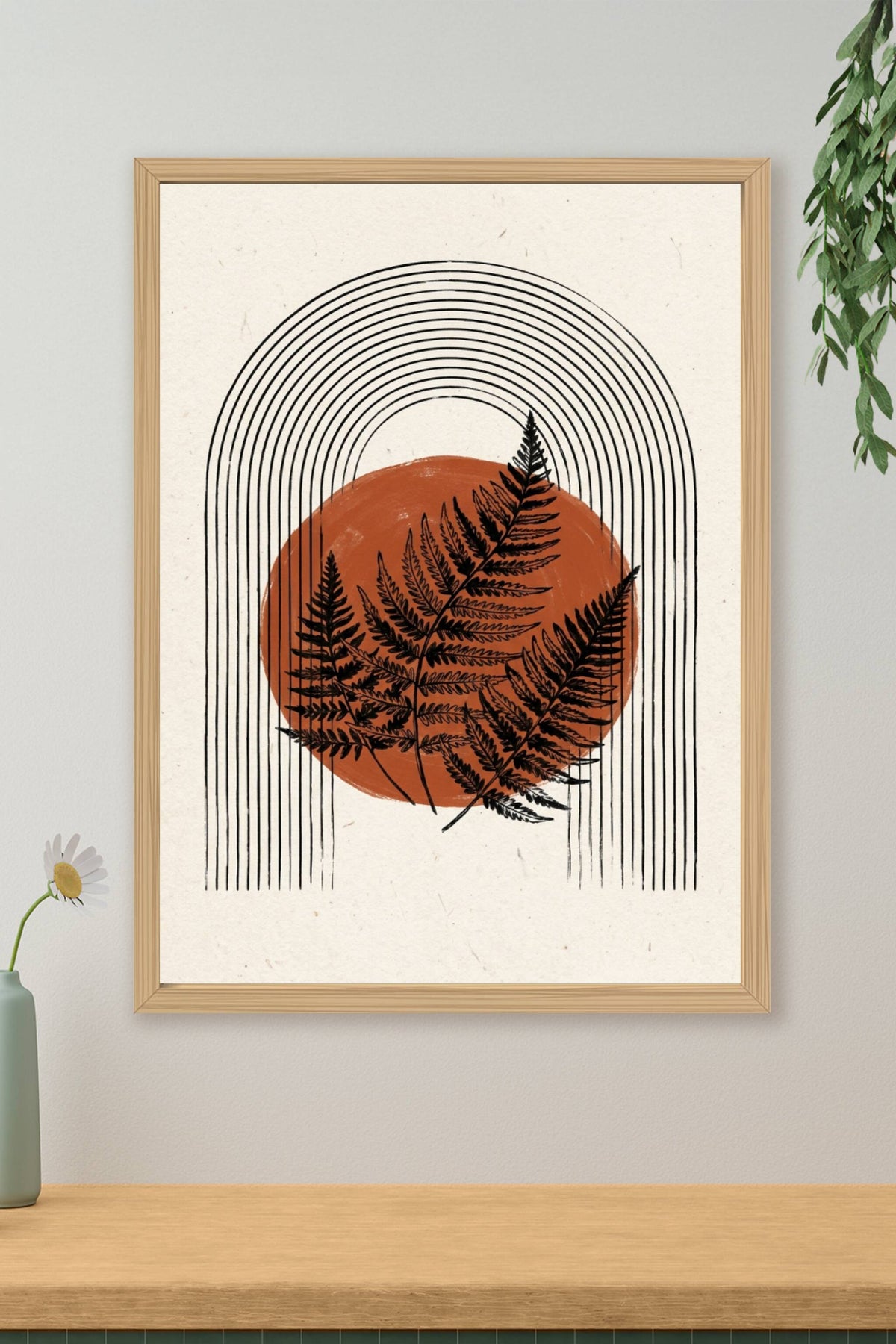 Affiche Fougère terracotta, poster botanique et arches