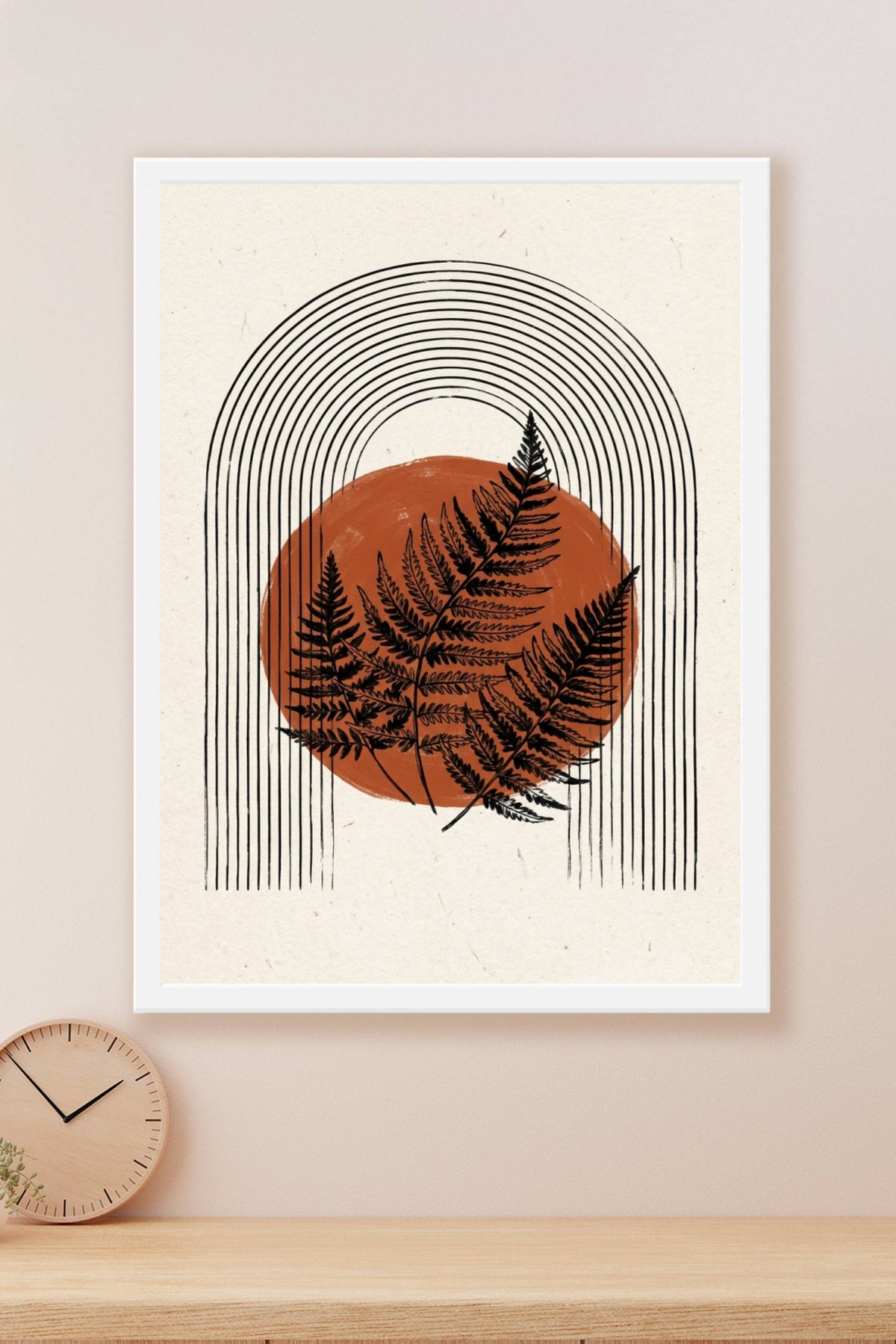Affiche Fougère terracotta, poster botanique et arches