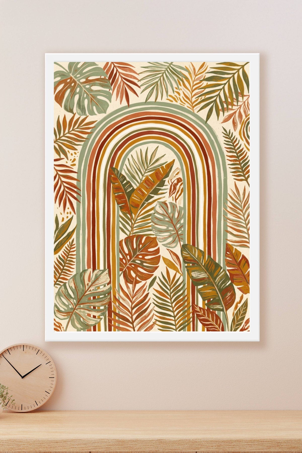 Affiche Arc-en-ciel tropical, poster boho terracotta