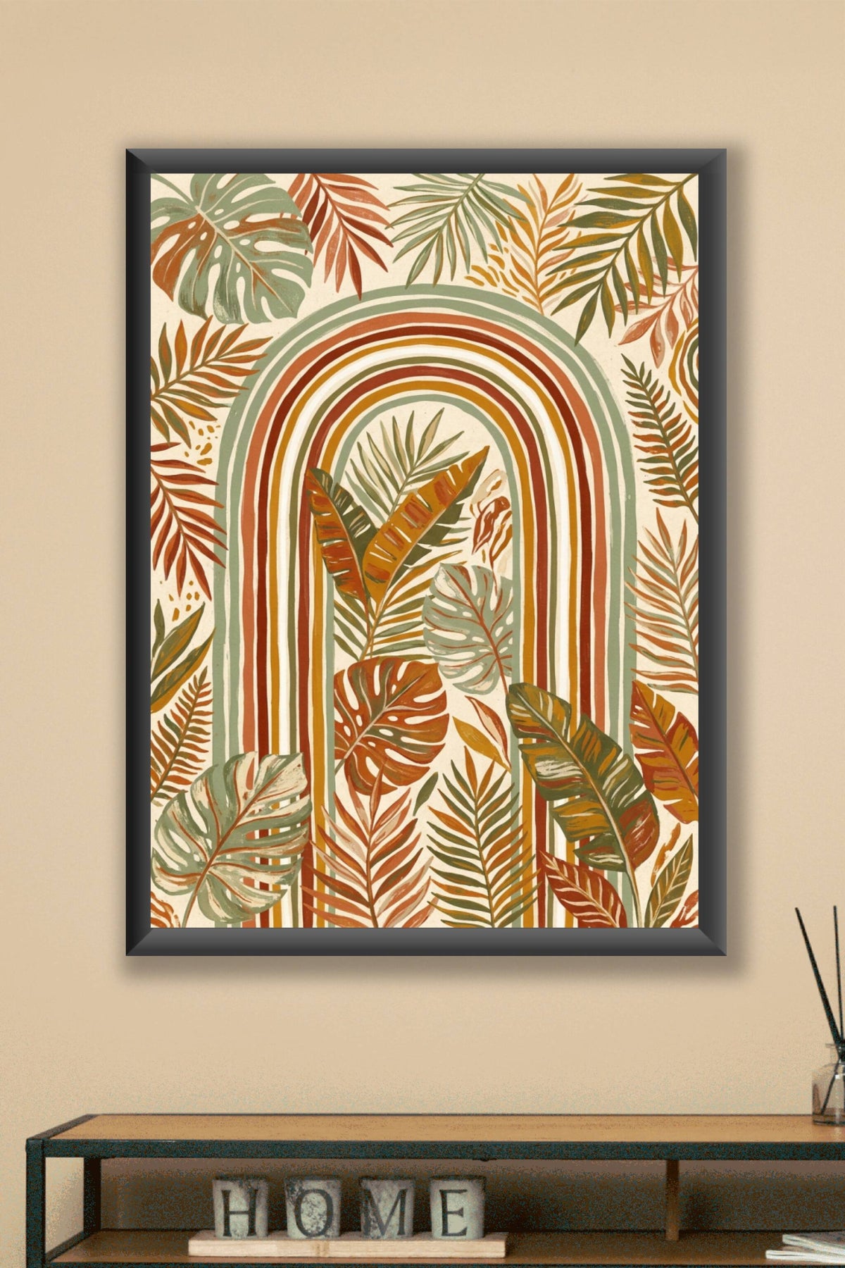 Affiche Arc-en-ciel tropical, poster boho terracotta