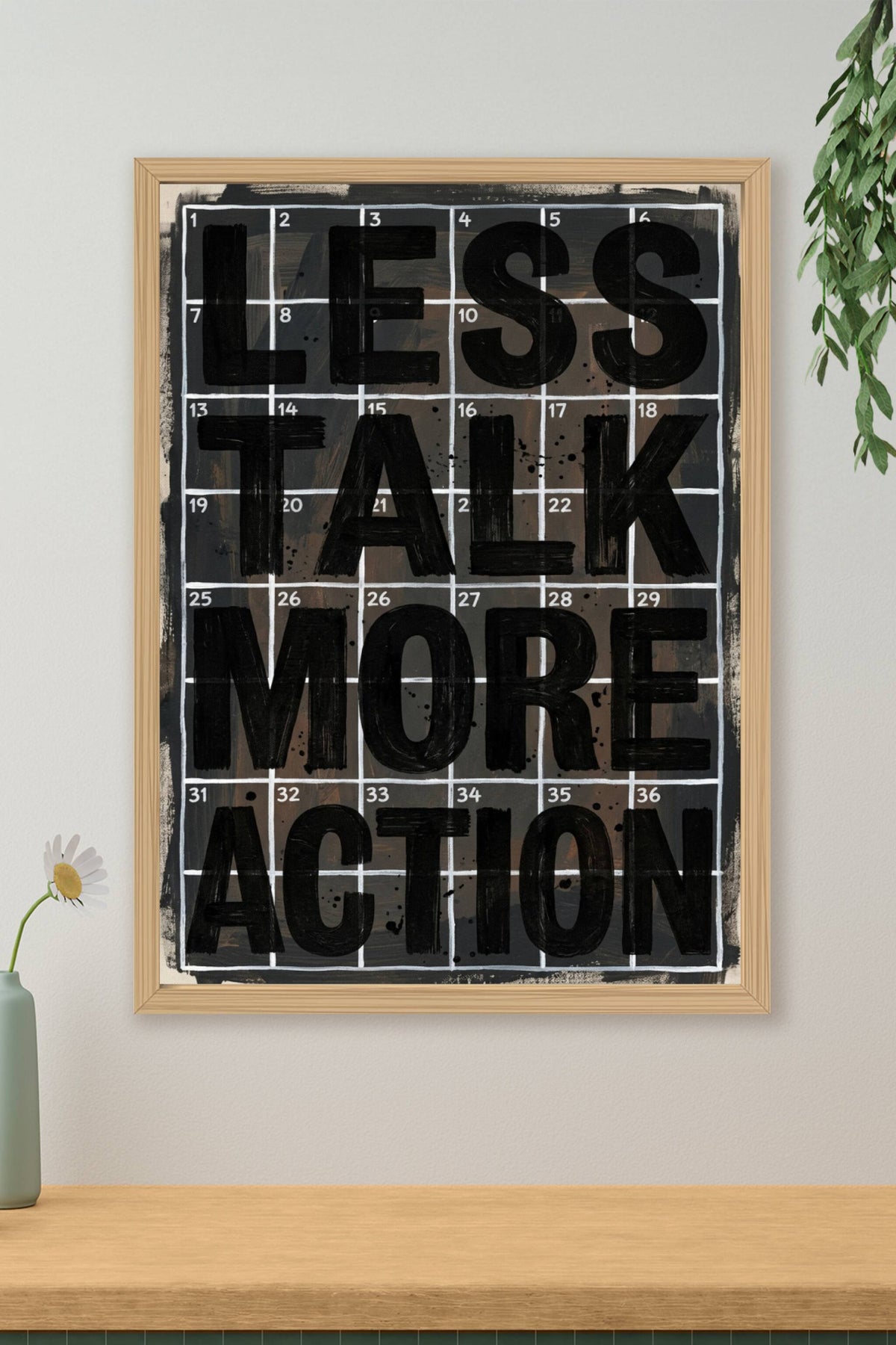 Poster Less Talk More Action, affiche typographique