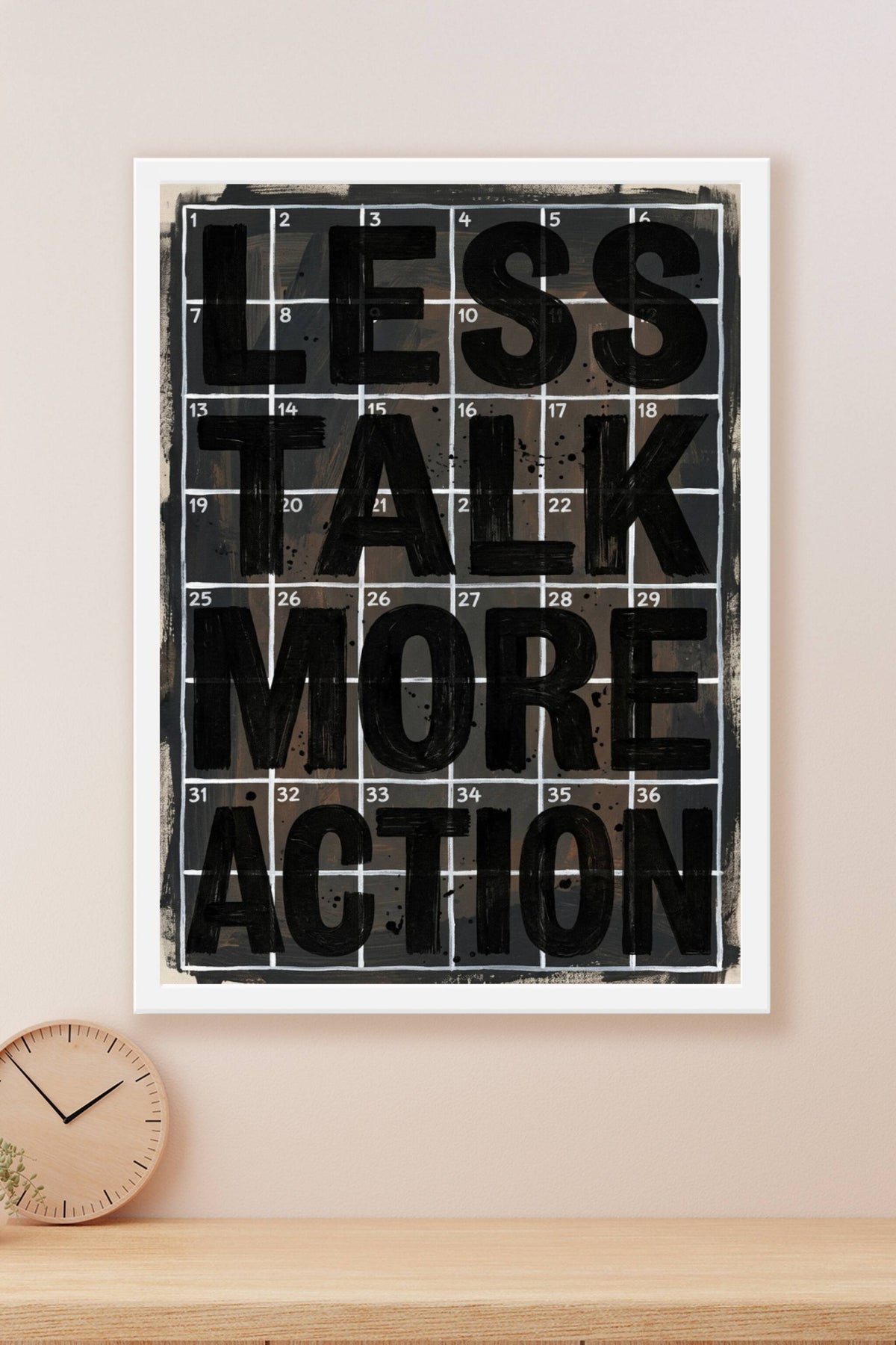 Poster Less Talk More Action, affiche typographique