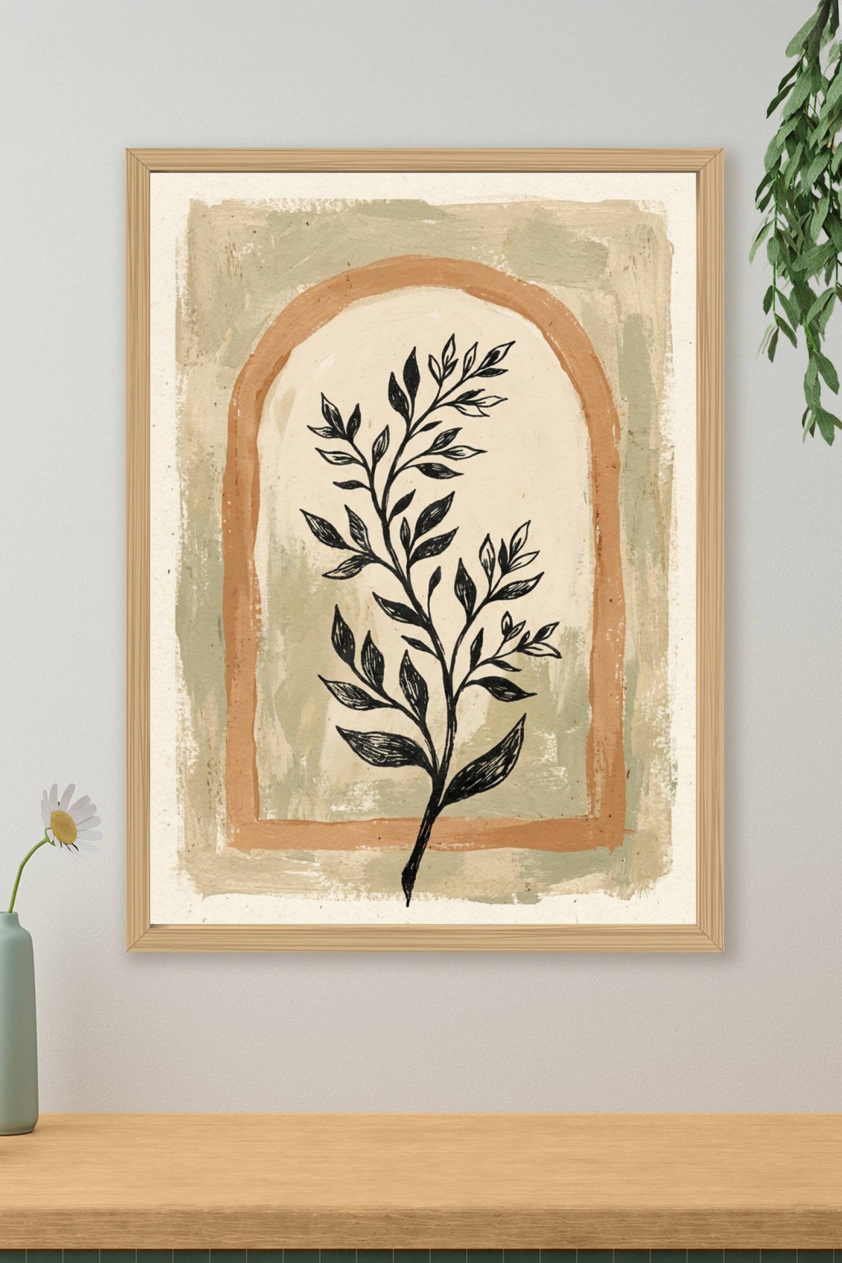 Affiche Botanique minimaliste, poster arche terracotta