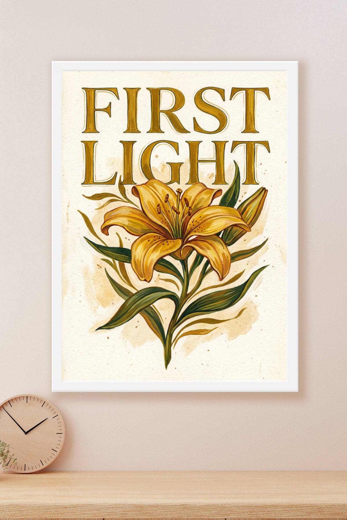 Affiche First Light, poster botanique de lys jaune