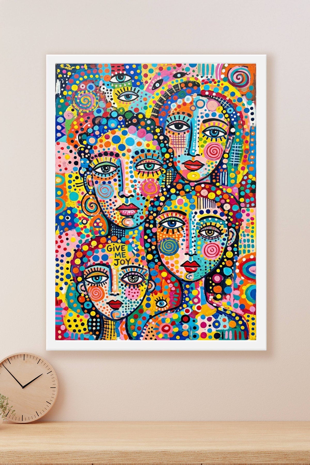 Affiche visages colorés, poster moderne Give Me Joy