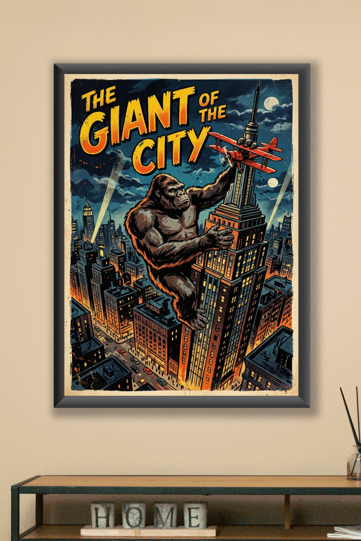 Poster King Kong à New York, affiche cinéma vintage