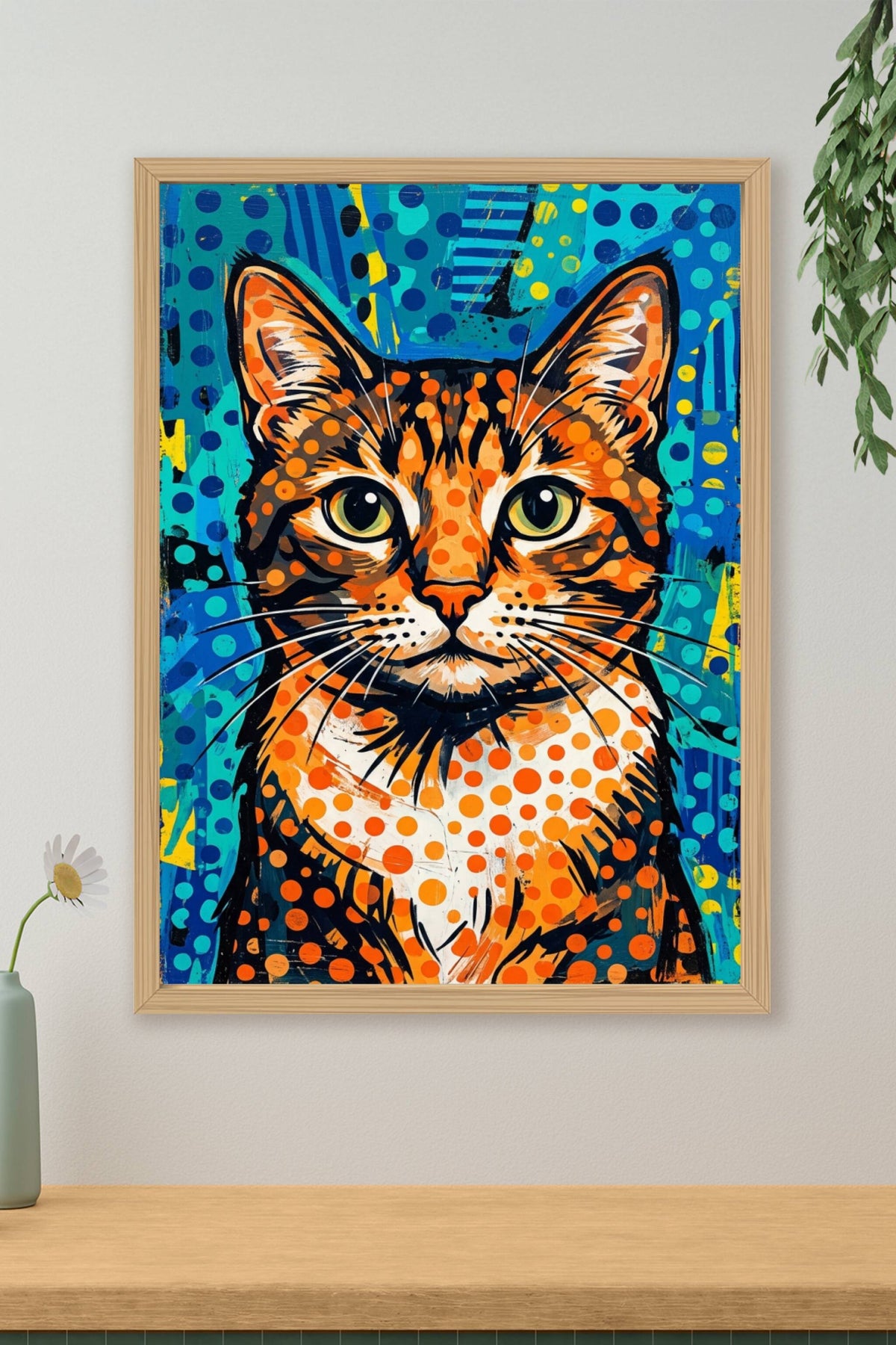 Poster Chat Pop Art, affiche style urbain et coloré