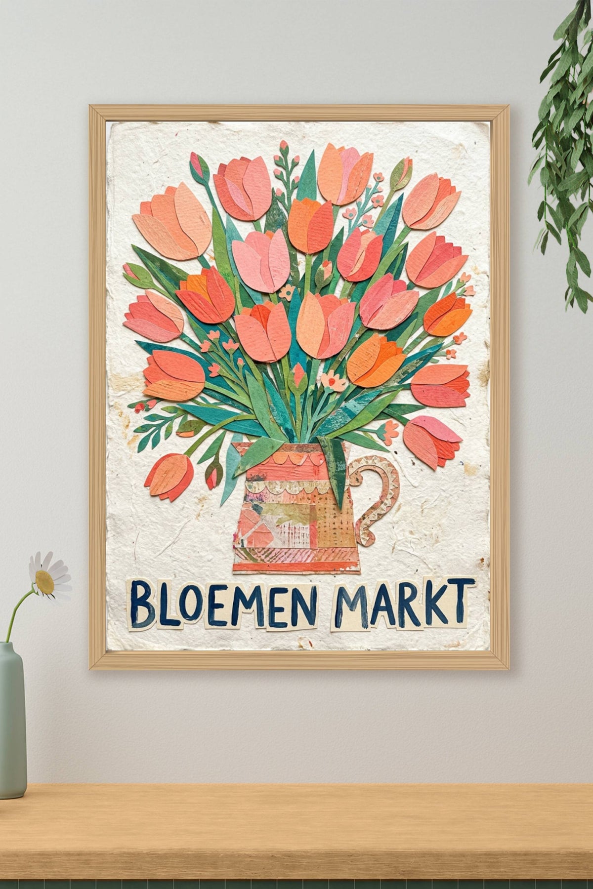 Affiche Bloemen Markt, poster bouquet de tulipes vintage