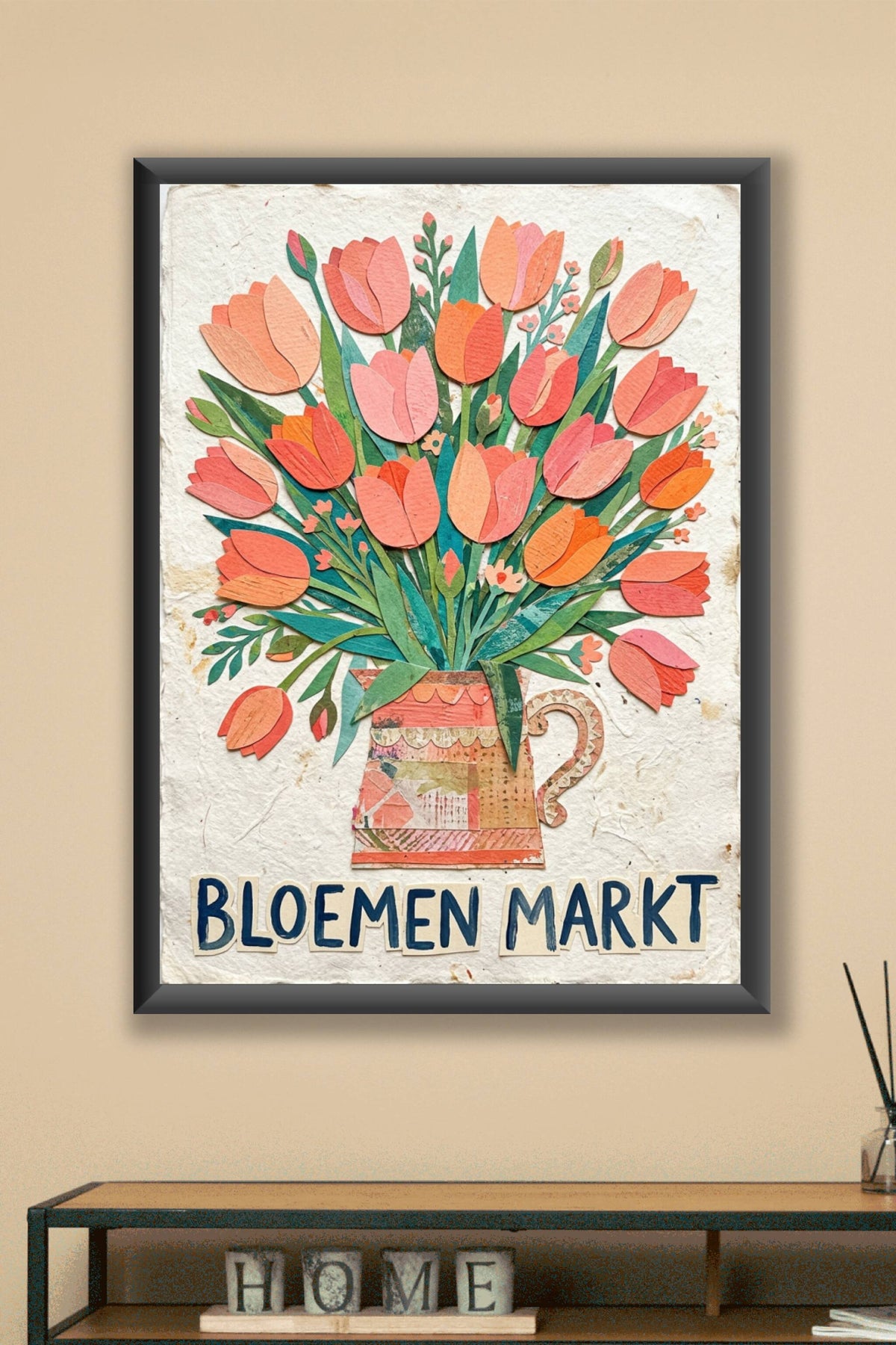 Affiche Bloemen Markt, poster bouquet de tulipes vintage