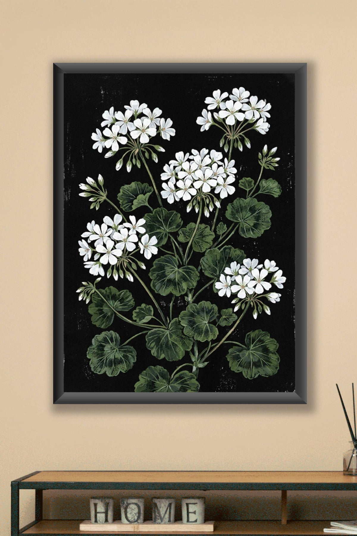 Affiche de Géraniums blancs, poster fleurs blanches
