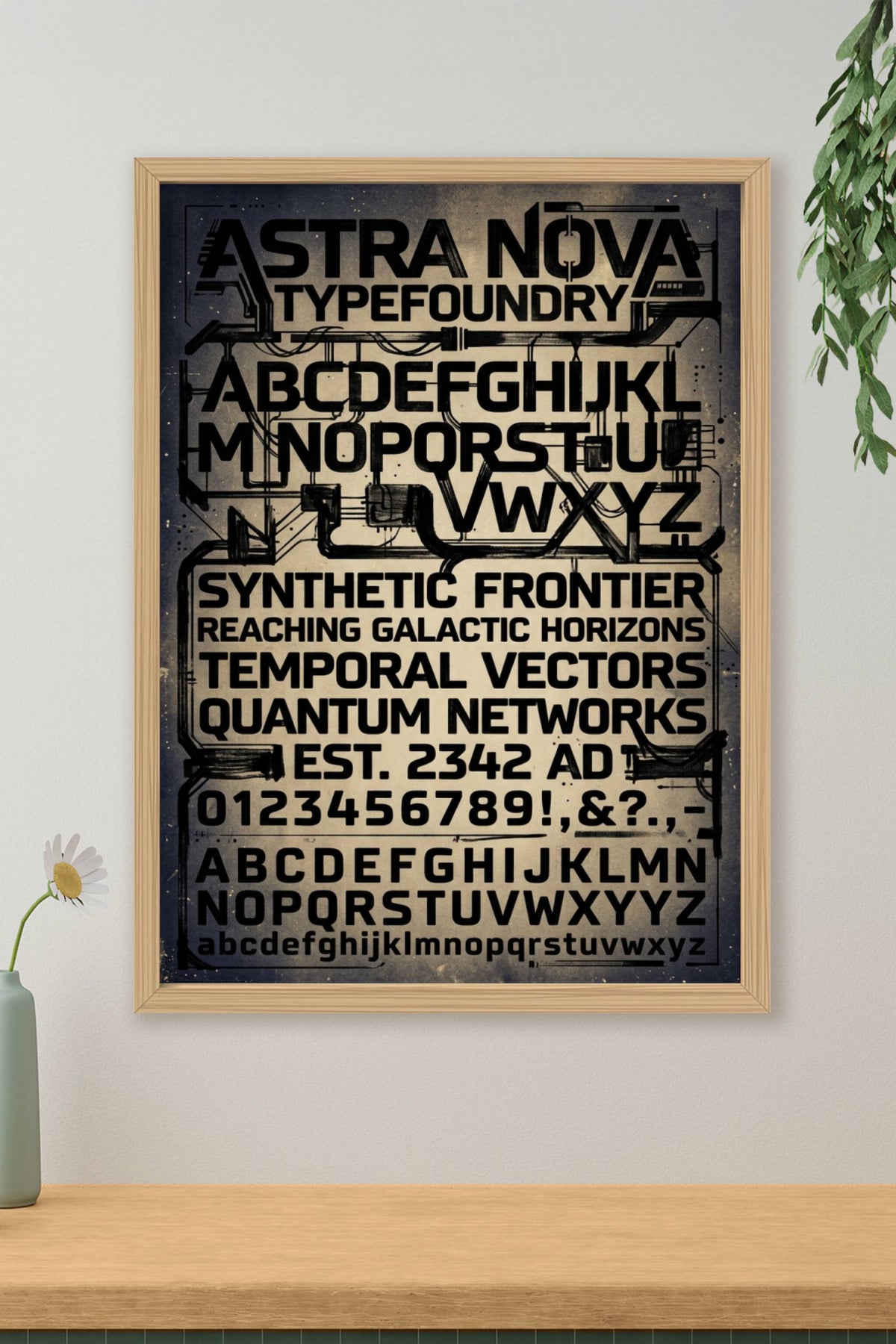 Poster Astra Nova, affiche typographie futuriste salon