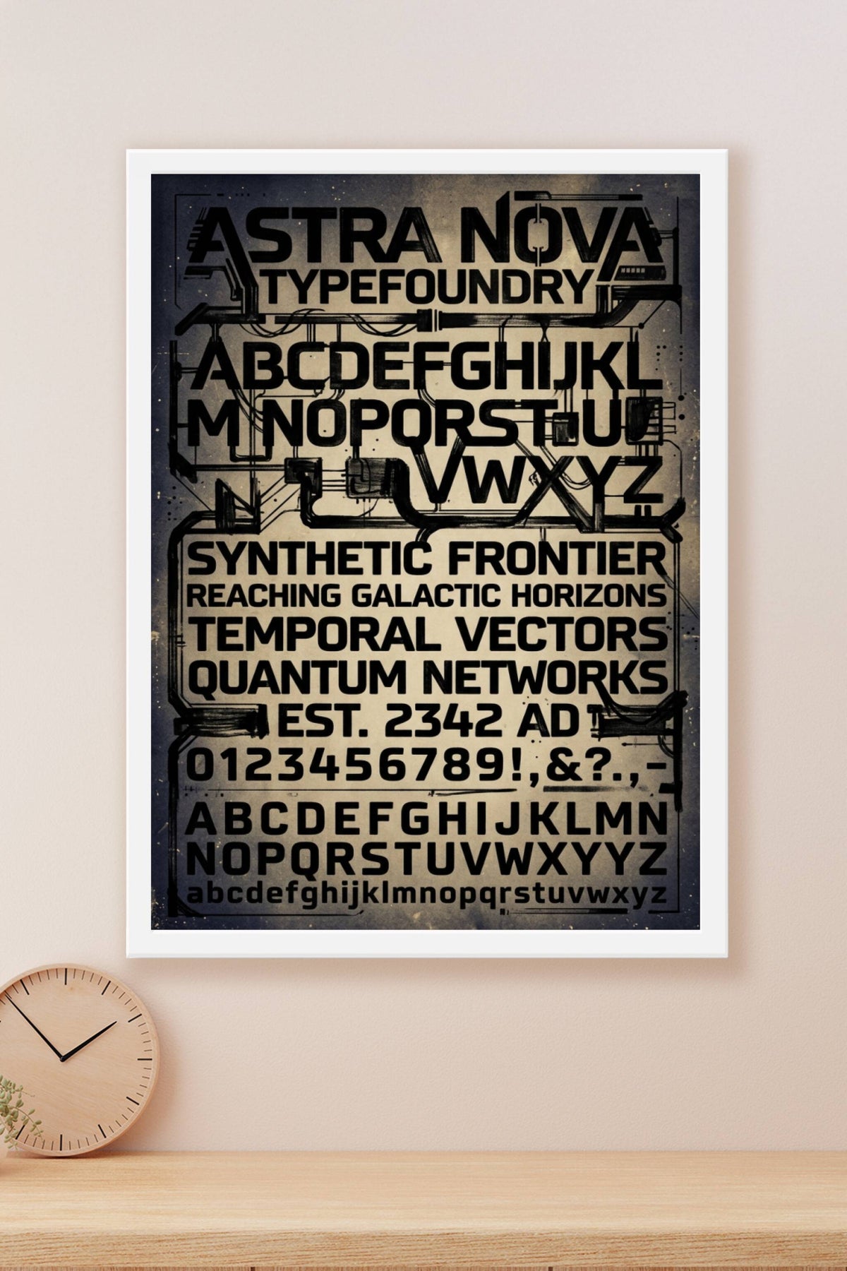 Poster Astra Nova, affiche typographie futuriste salon
