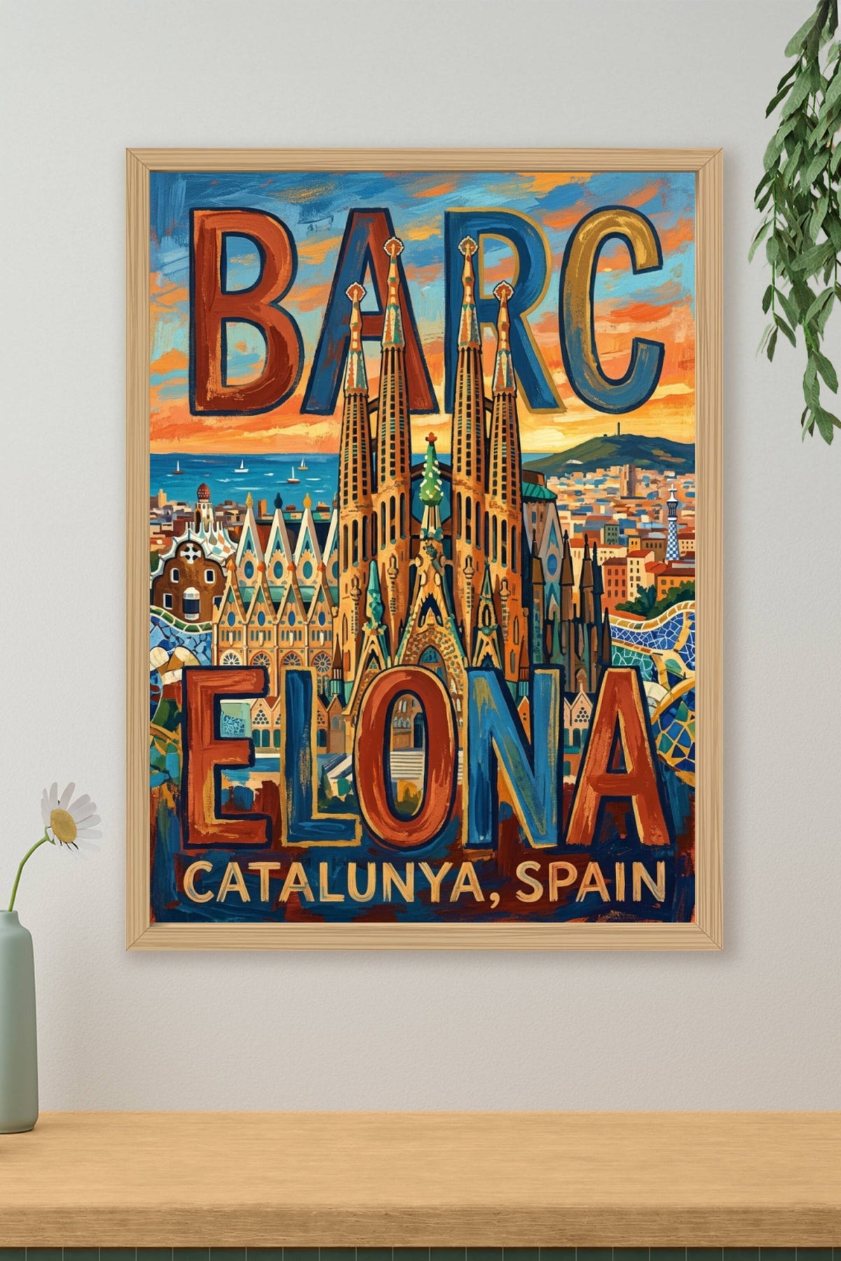 Poster de Barcelone, Sagrada Familia et Park Güell