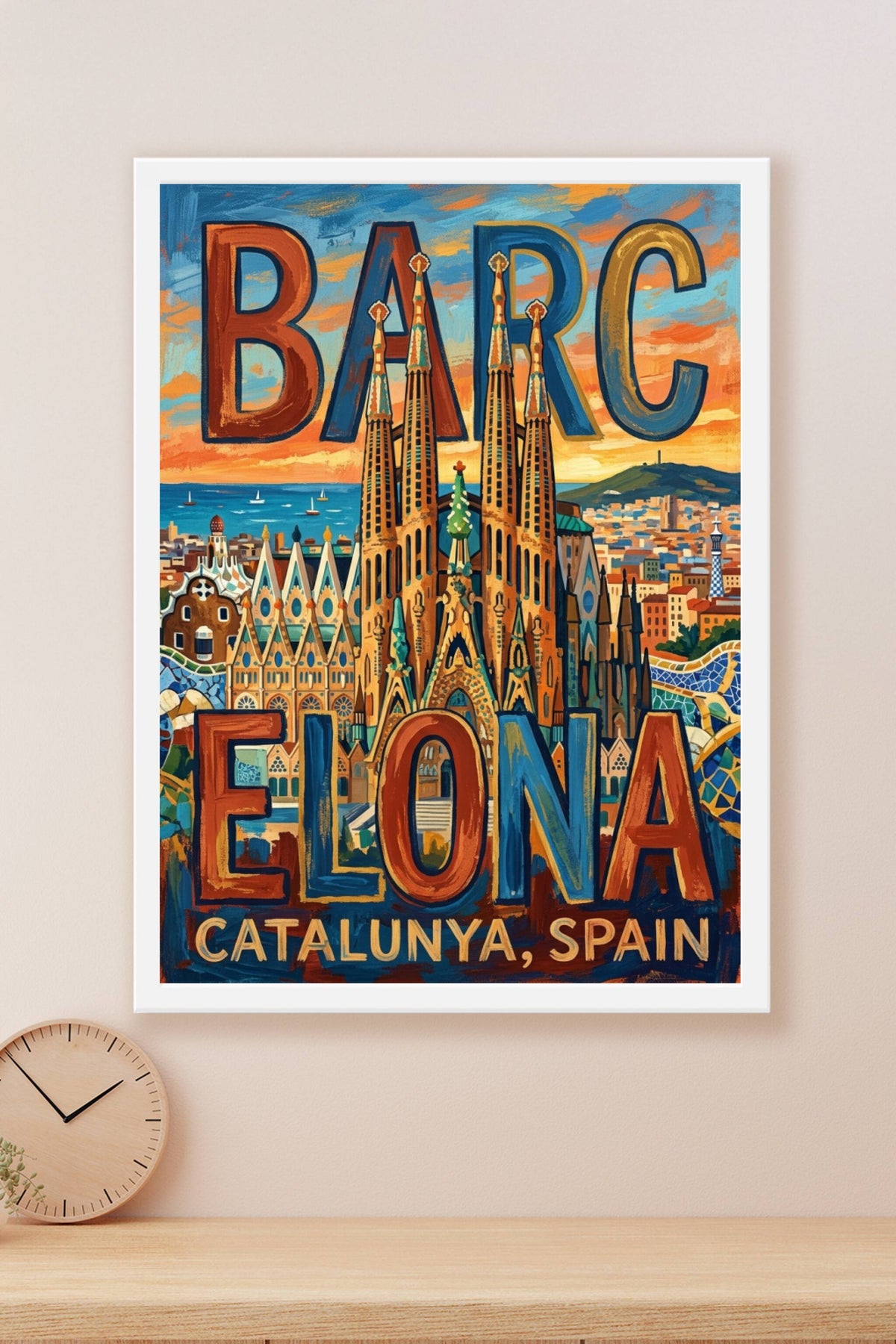 Poster de Barcelone, Sagrada Familia et Park Güell