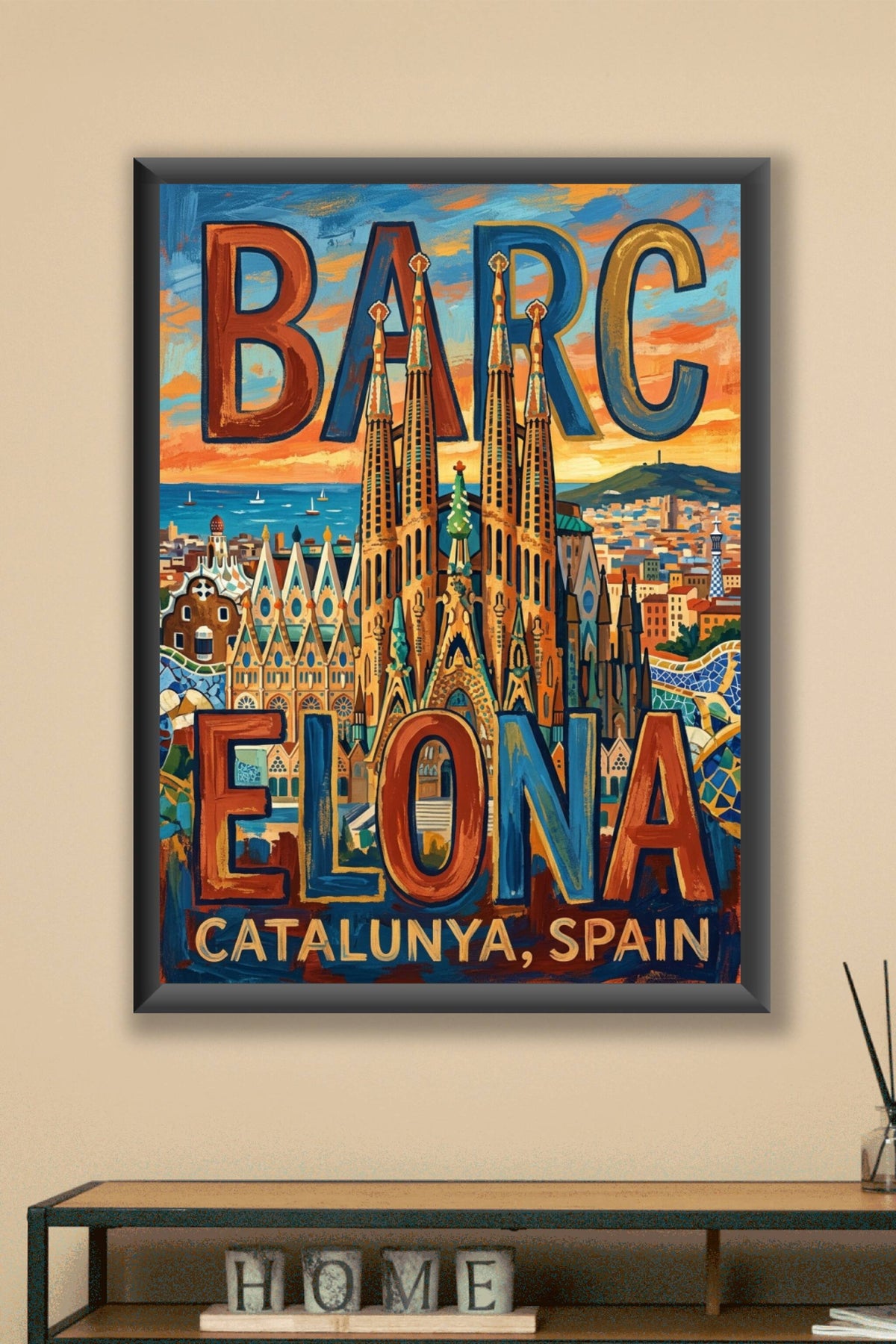 Poster de Barcelone, Sagrada Familia et Park Güell