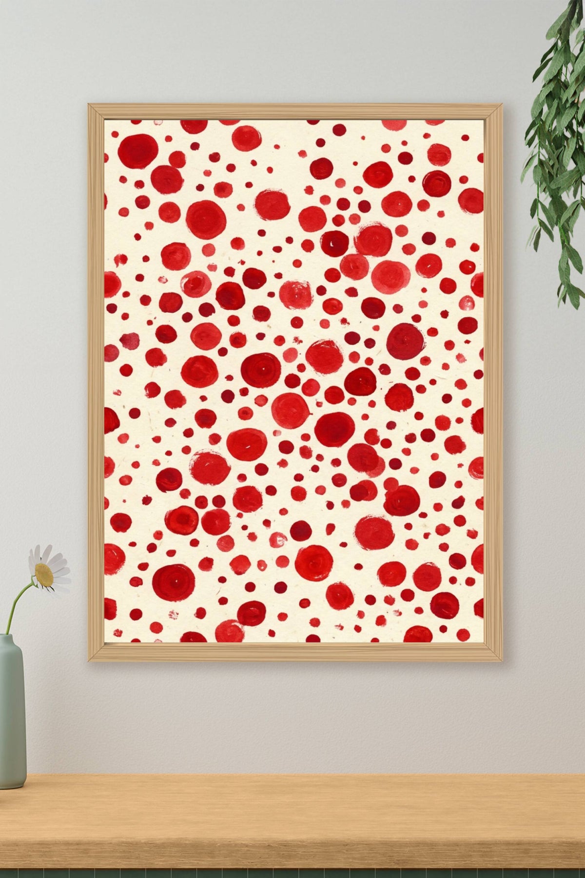 Affiche Pois rouges, poster motif aquarelle