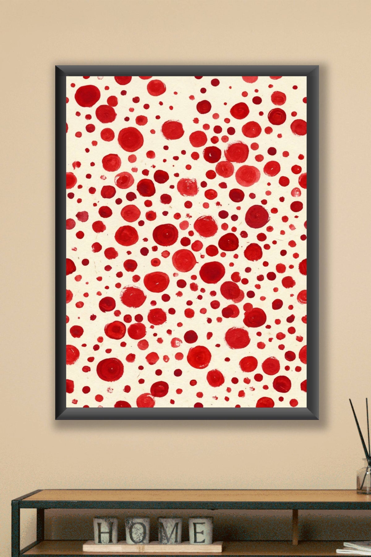 Affiche Pois rouges, poster motif aquarelle