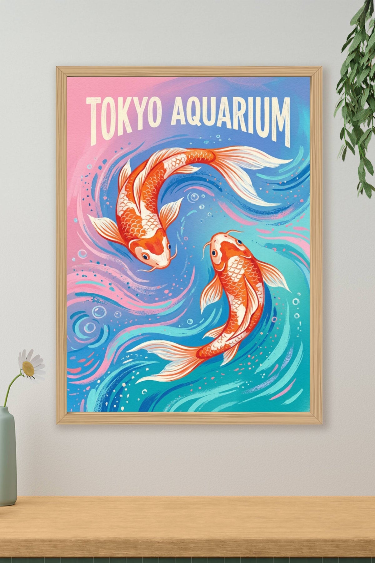 Poster du Tokyo Aquarium, affiche carpes Koï