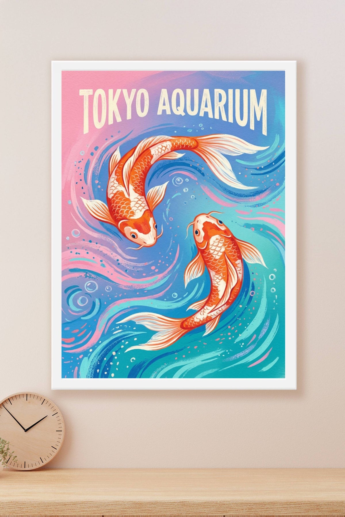 Poster du Tokyo Aquarium, affiche carpes Koï