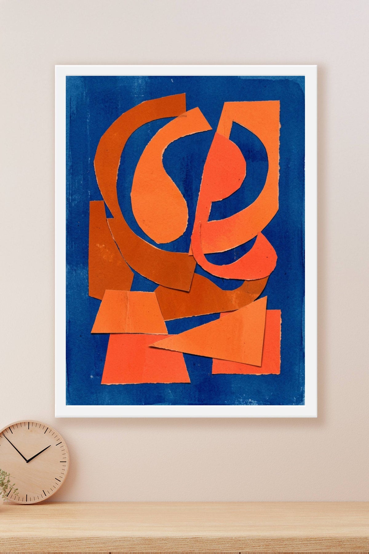 Poster Collage Abstrait, affiche déco salon orange