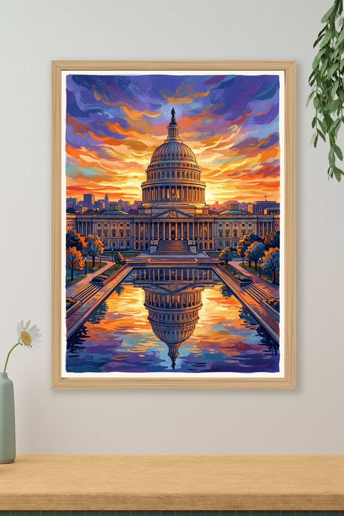 Poster du Capitole de Washington, coucher de soleil