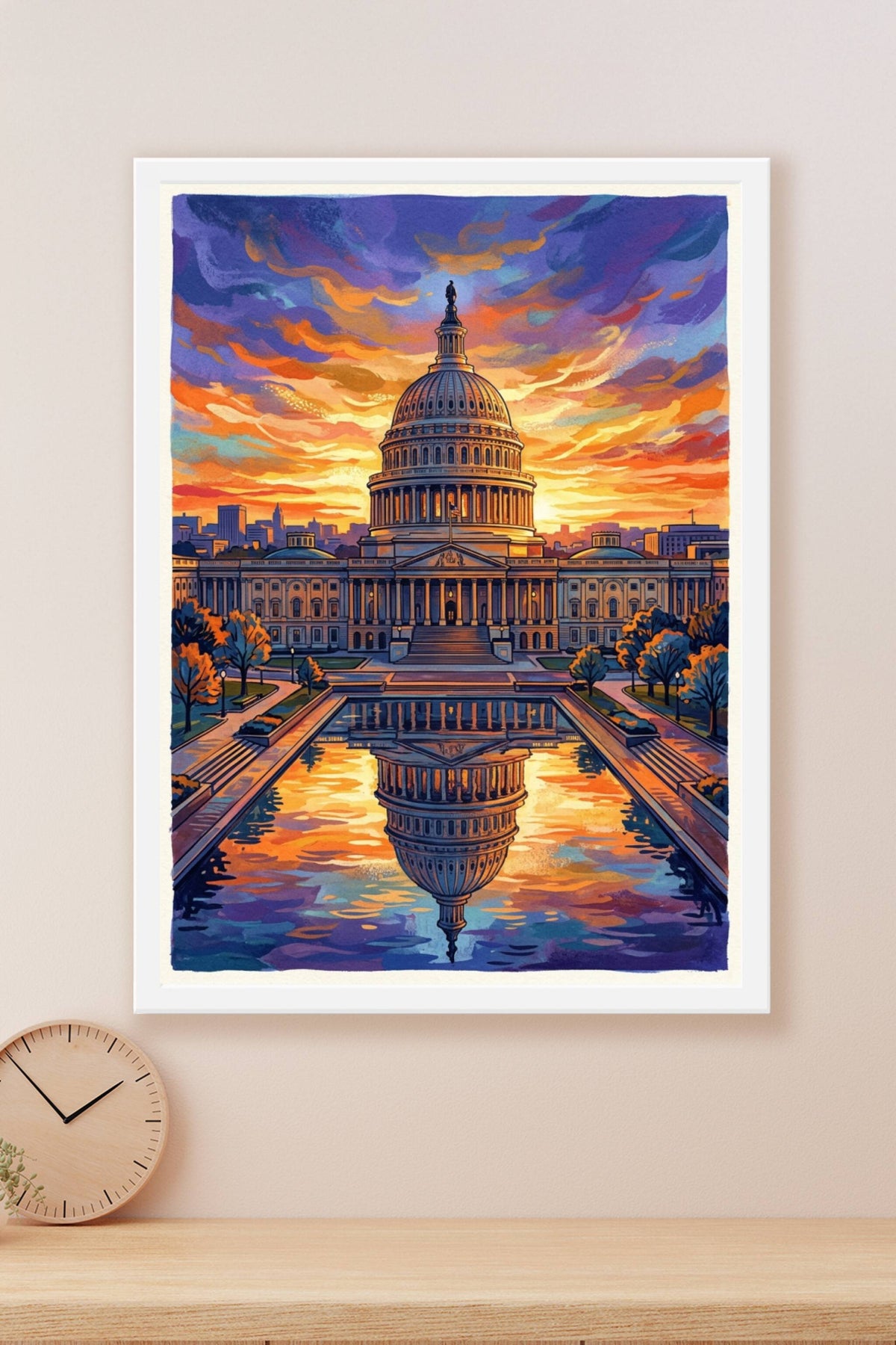 Poster du Capitole de Washington, coucher de soleil