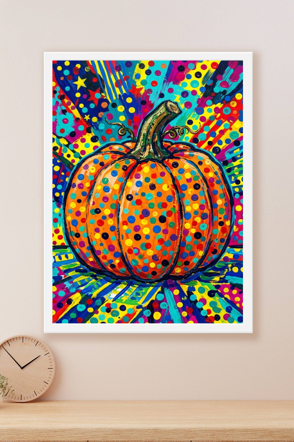 Poster de citrouille à pois, affiche pop art colorée